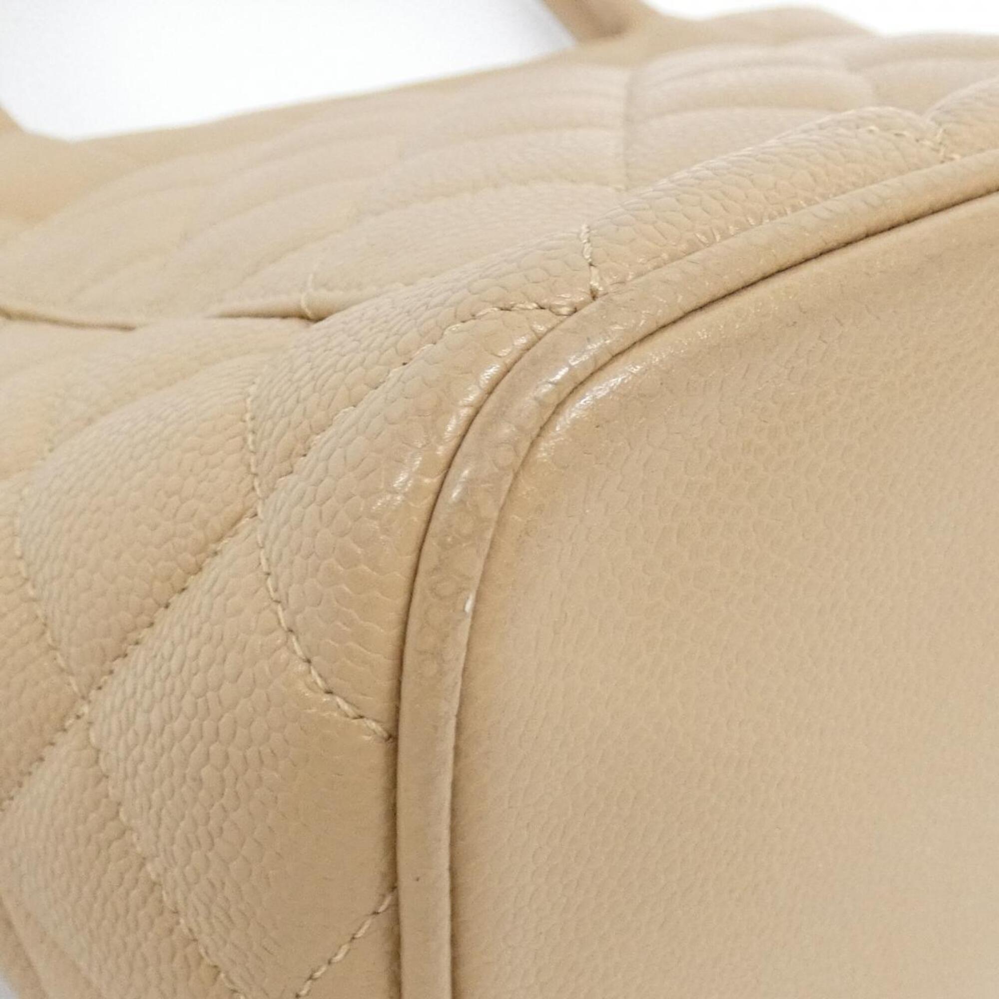 Chanel Beige Grained Calfskin Handbag (Pre-Owned)