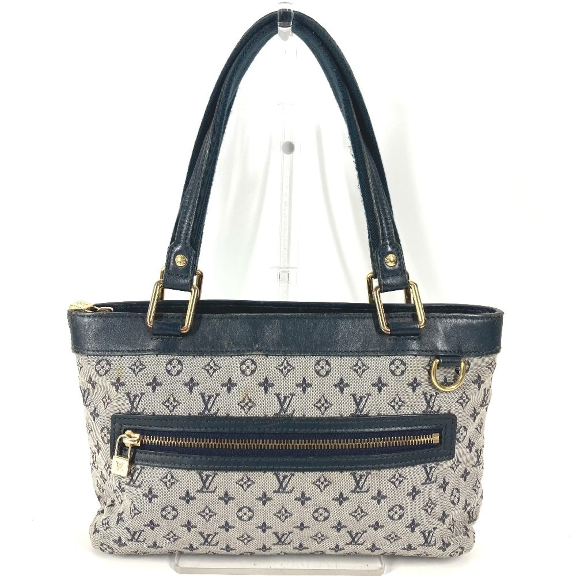 Louis Vuitton Navy Monogram Mini Canvas Leather Handbag Shoulder Bag Tote Bag (Pre-Owned)