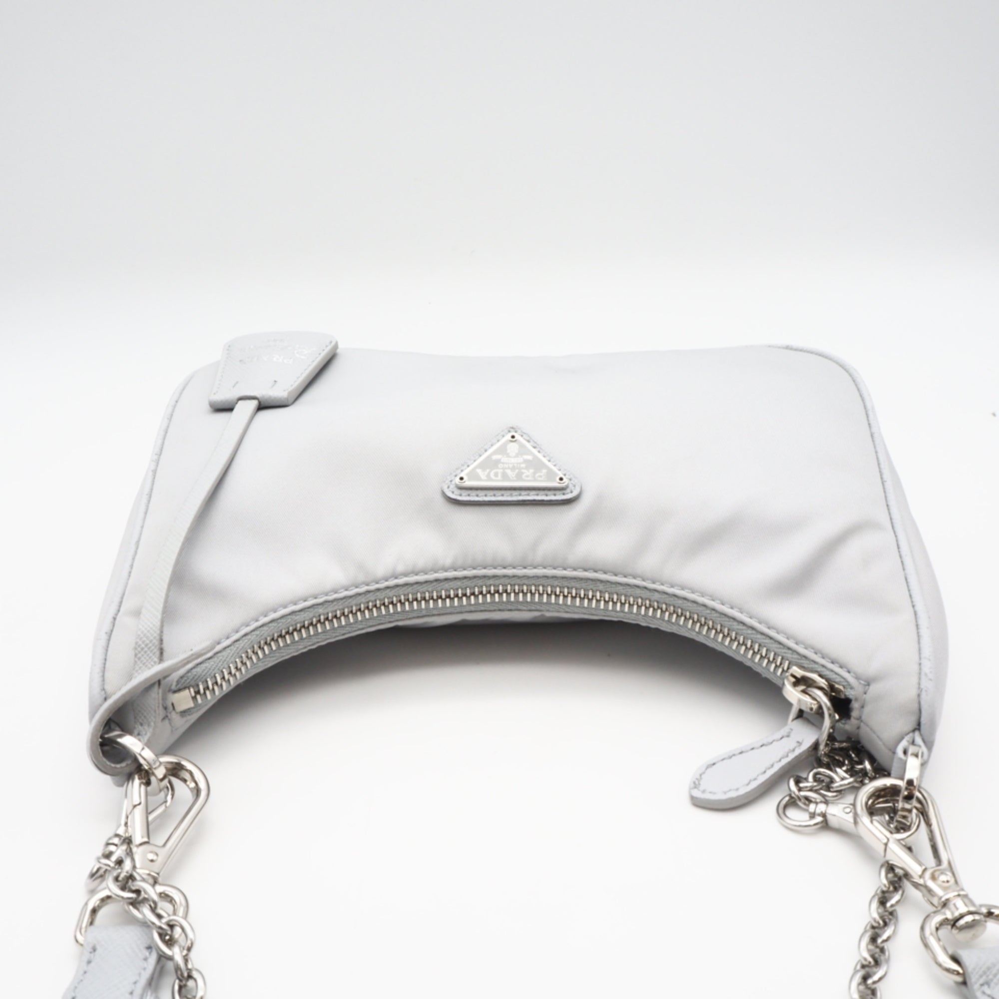 Prada Gray Nylon Shoulder Bag (Pre-Owned)