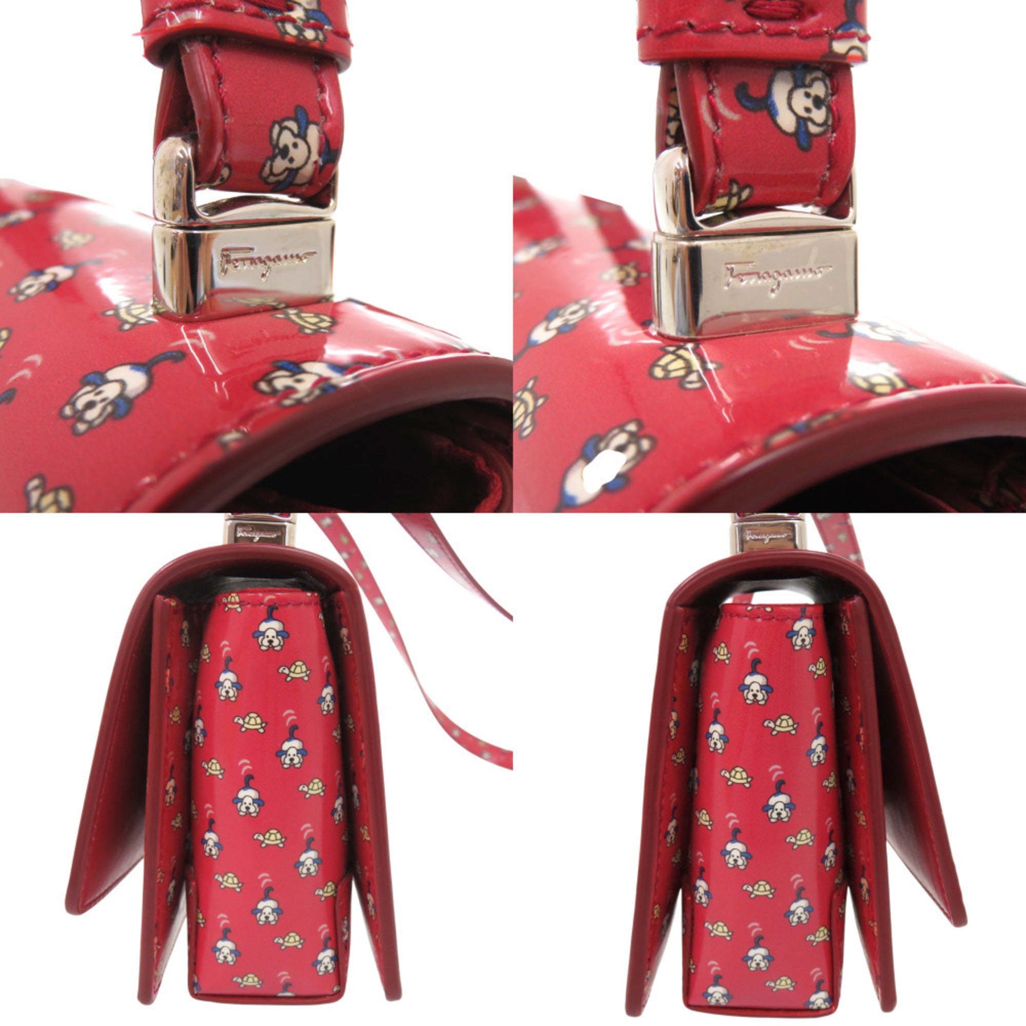 Salvatore Ferragamo Red Color Leather Shoulder Bag (Pre-Owned)