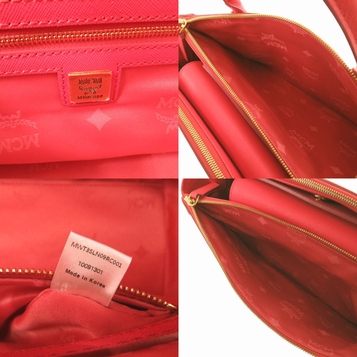 Mcm Red Color Leather Handbag (Pre-Owned)