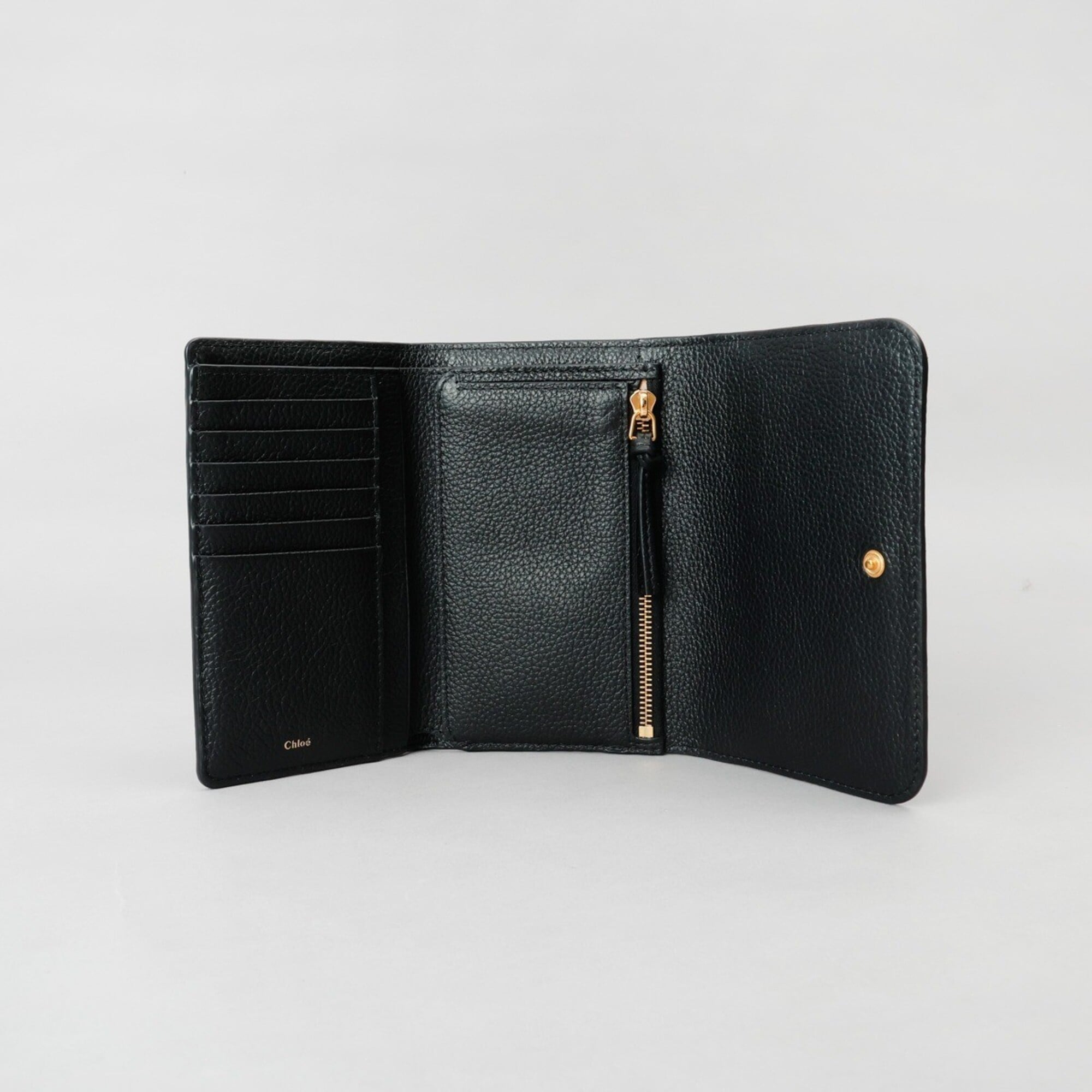 Chloé Marcie Black Leather Wallet (Tri-Fold) (Pre-Owned)