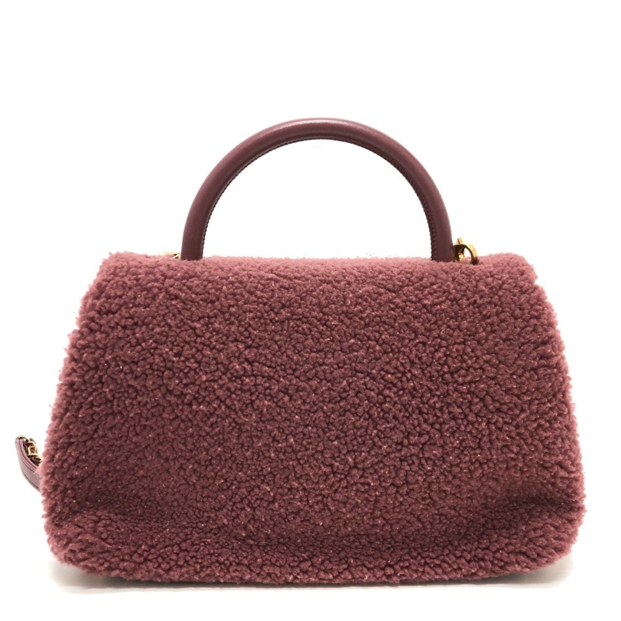 Chanel Red Color Wine Leather Handbag Shoulder Bag (Pre-Owned)