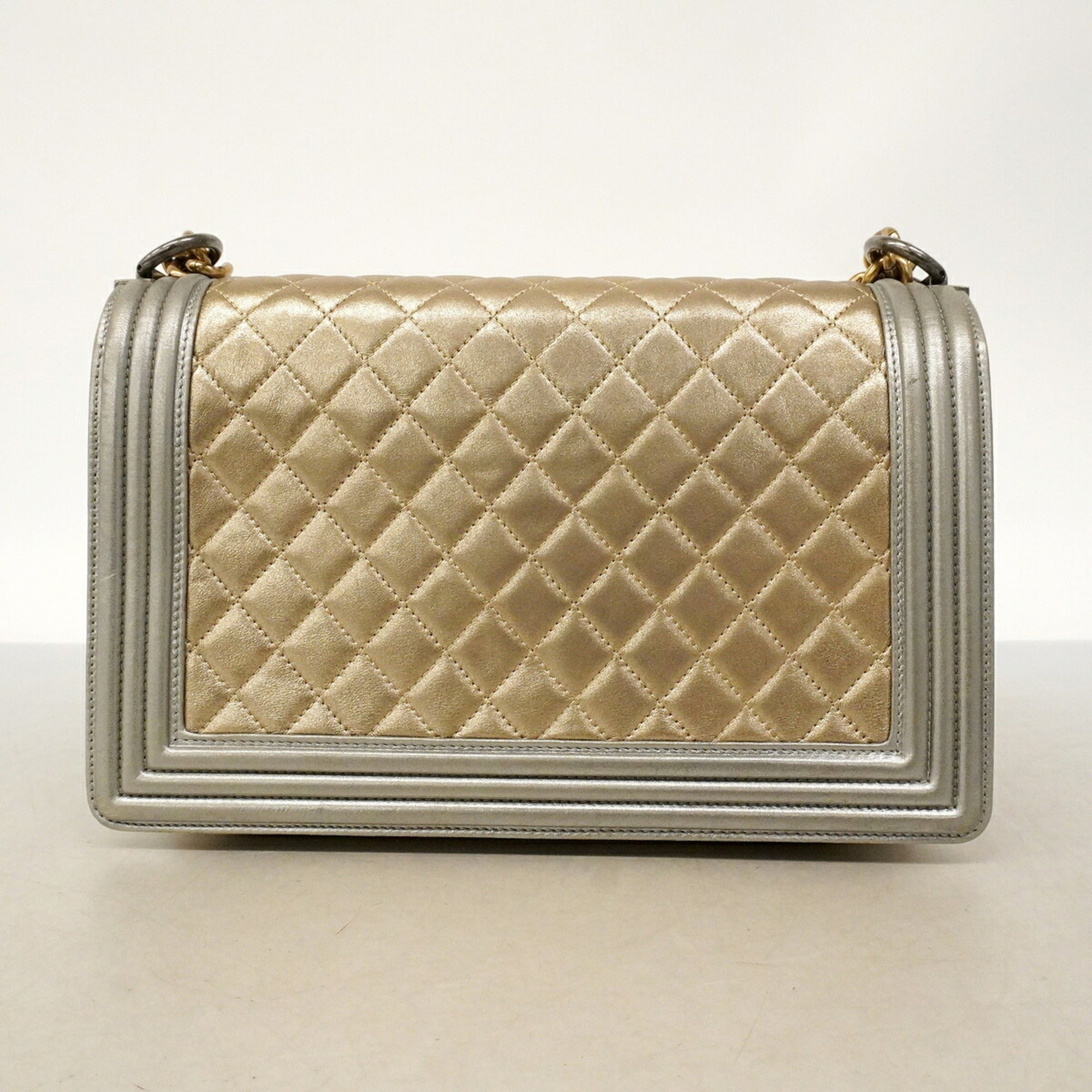 Chanel Gold Silver Leather Shoulder Bag (Pre-Owned)