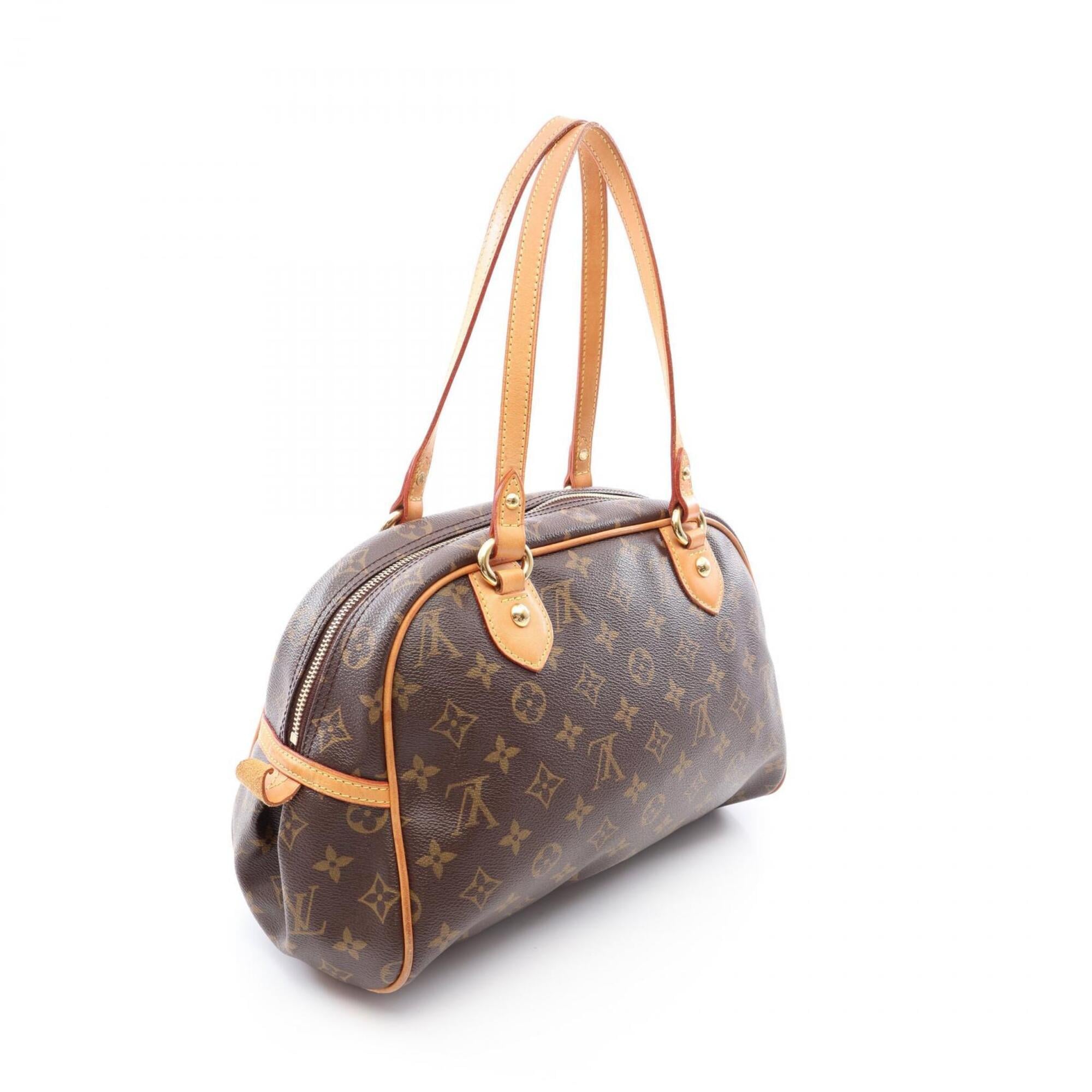 Louis Vuitton Brown Coated Canvas Leather Handbag Shoulder Bag (Pre-Owned)
