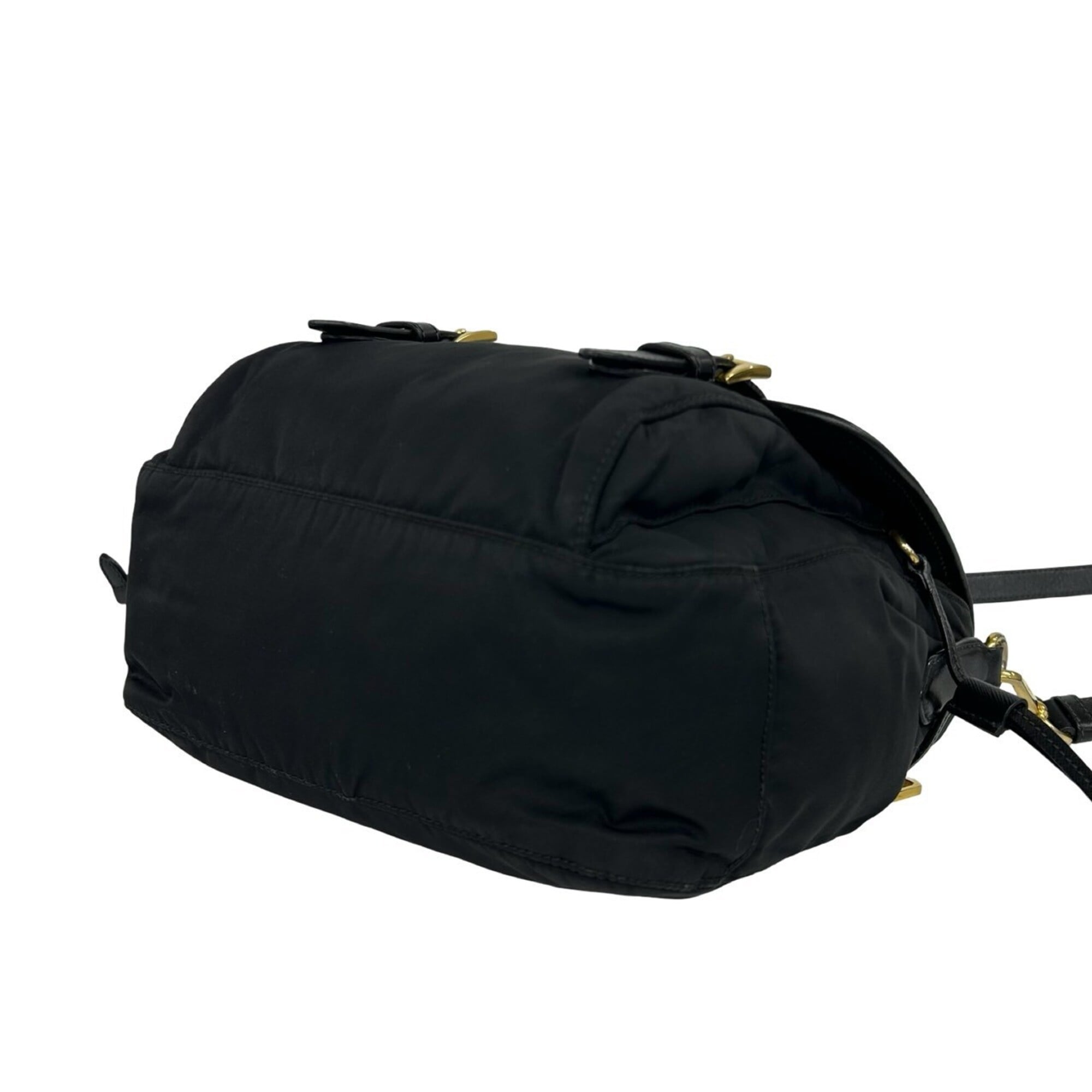 Prada Black Nylon Leather Pochette Shoulder Bag (Pre-Owned)