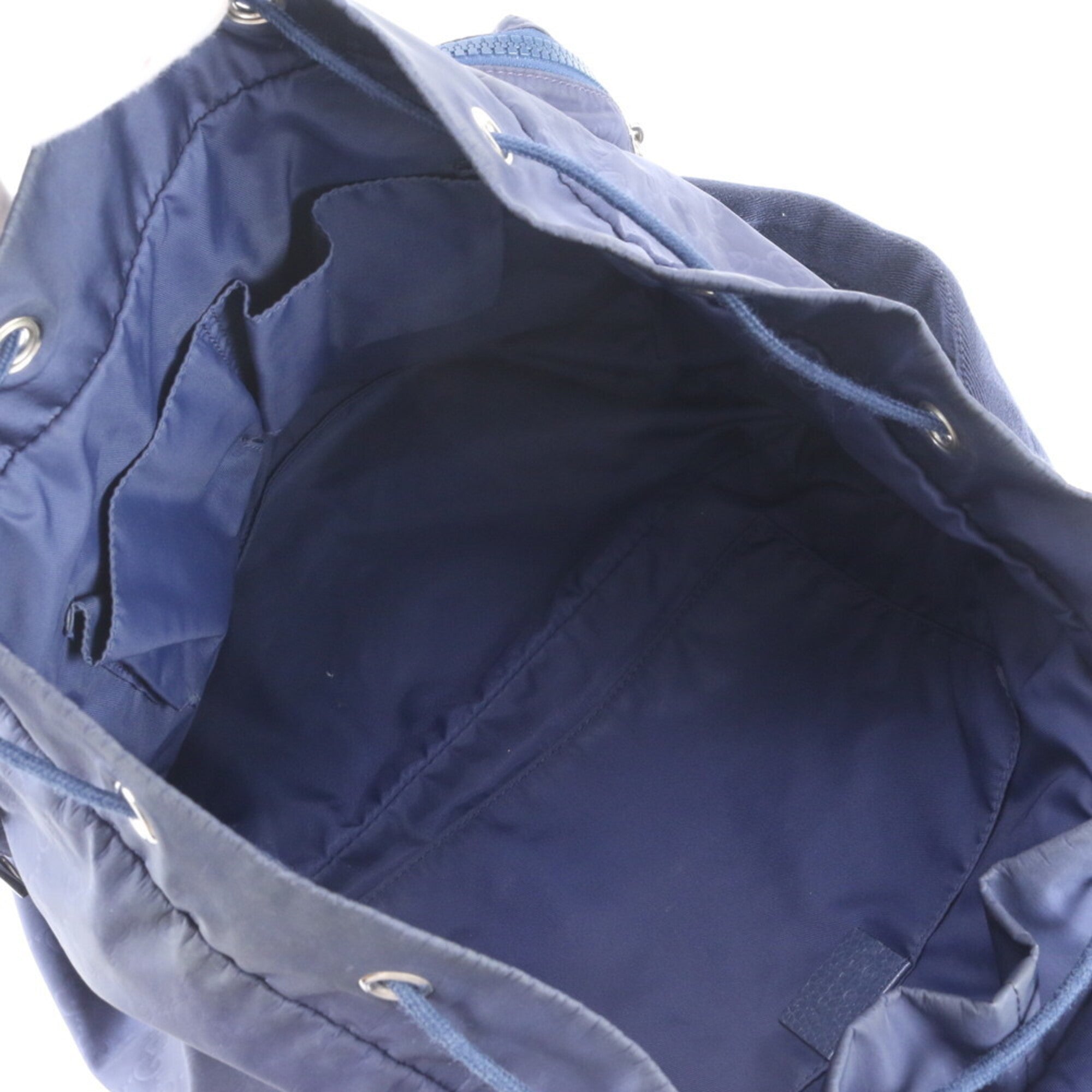 Gucci Navy Nylon Leather Backpack Handbag (Pre-Owned)