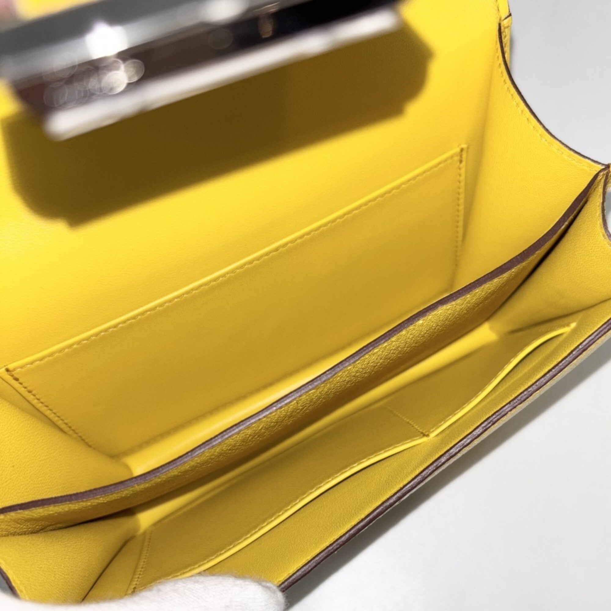 Hermes Yellow Chevre Leather Pochette Shoulder Bag (Pre-Owned)