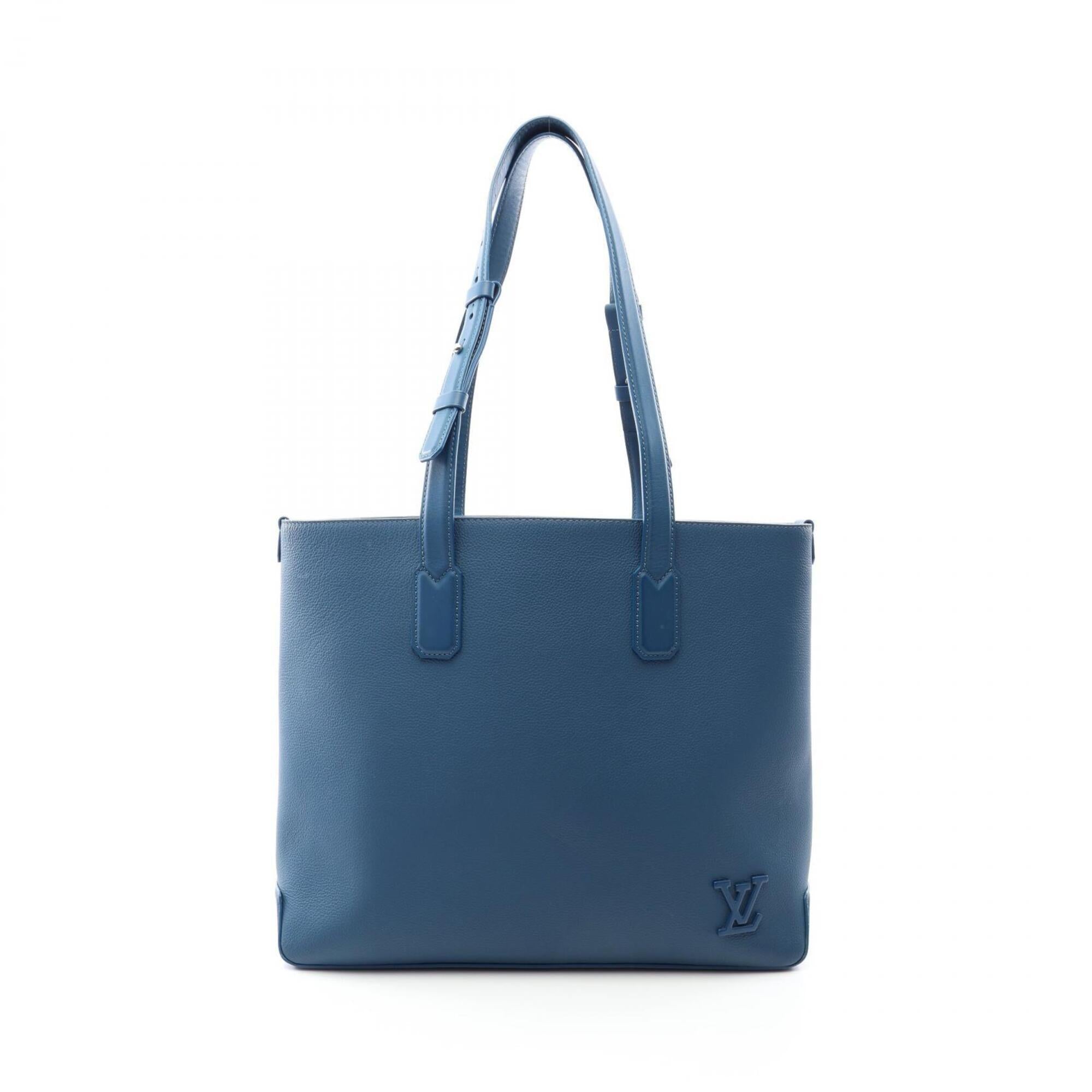 Louis Vuitton Blue Leather Handbag Tote Bag (Pre-Owned)