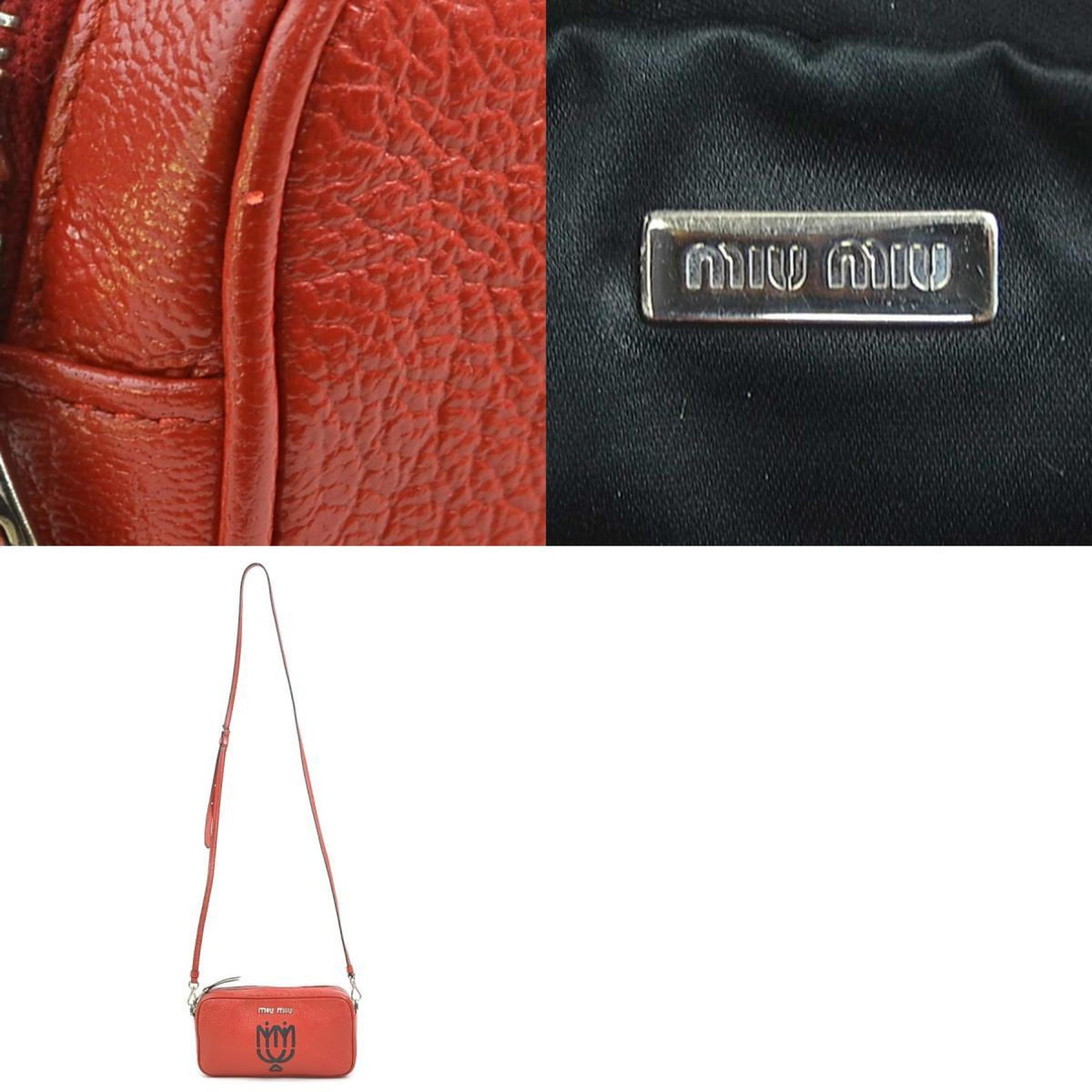 Miu Miu Red Color Leather Shoulder Bag (Pre-Owned)
