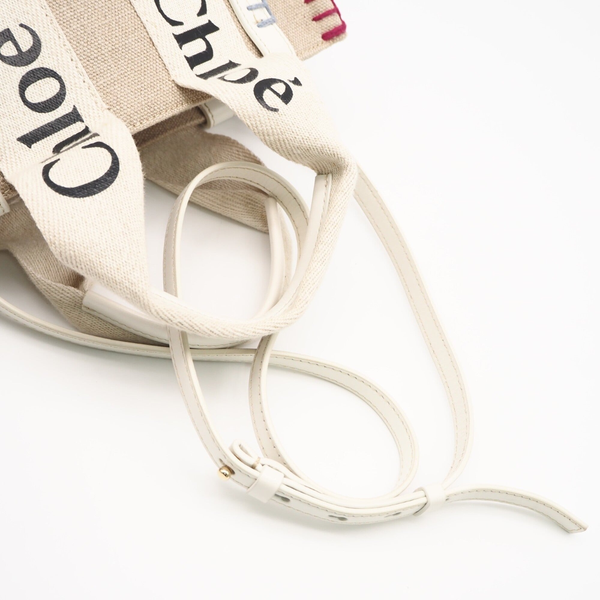 Chloé Beige Multi-Color Canvas Leather Handbag Tote Bag (Pre-Owned)