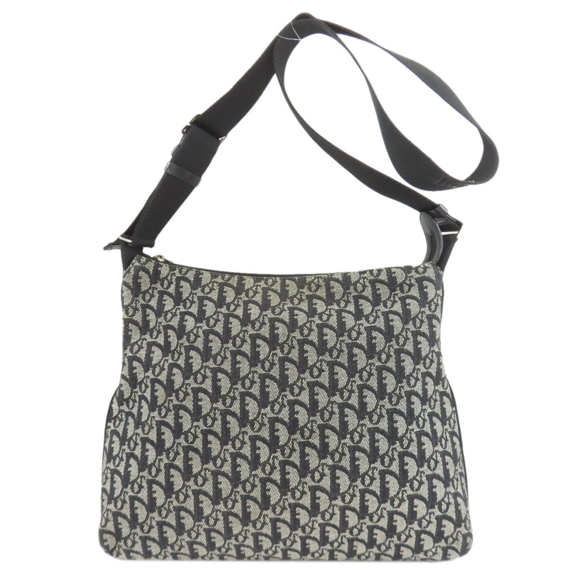 Christian Dior Trotter Black Gray Canvas Shoulder Bag (Pre-Owned)