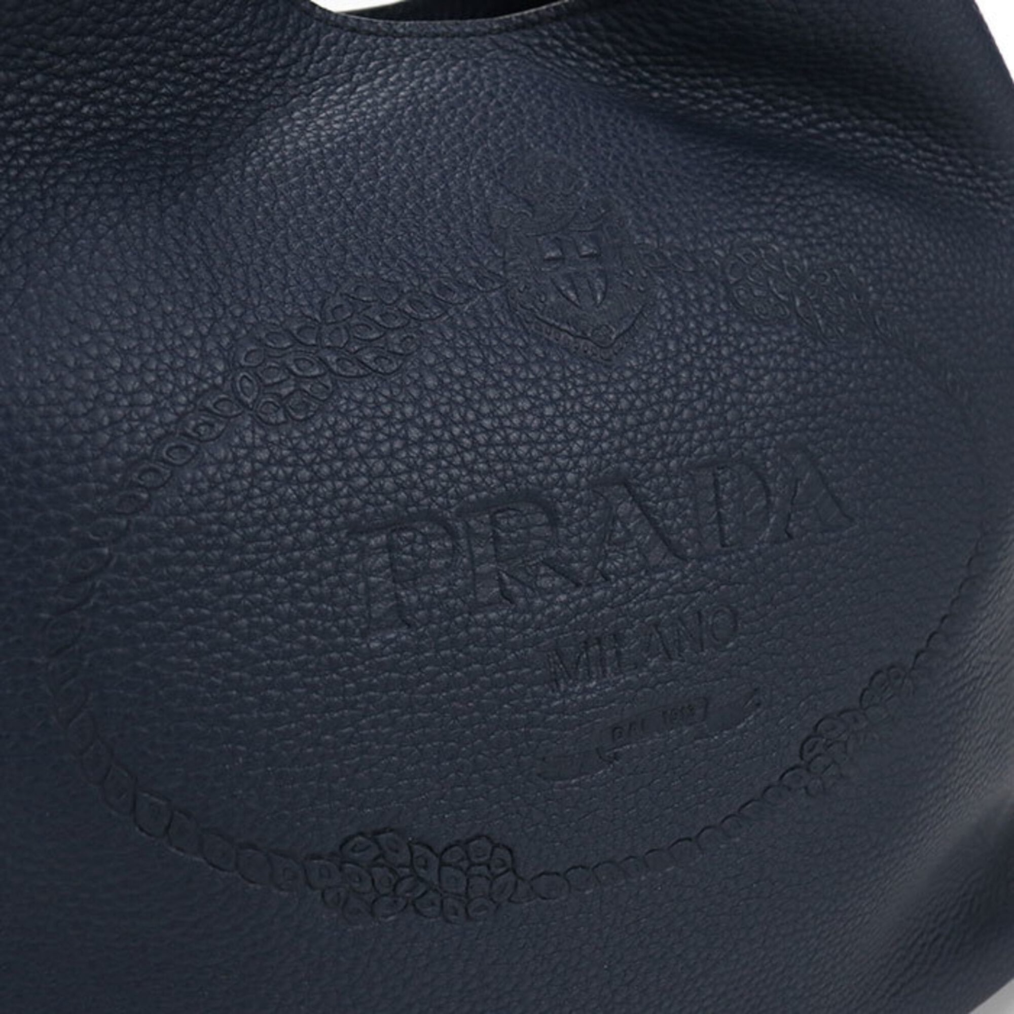 Prada Navy Leather Shoulder Bag (Pre-Owned)