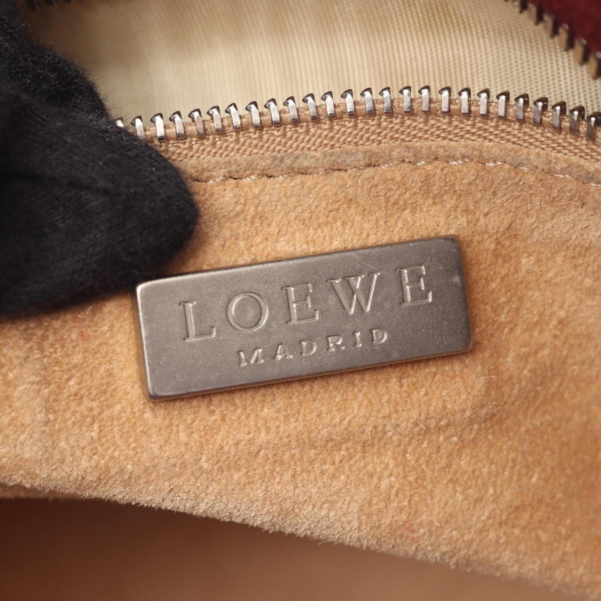 Loewe Bordeaux Suede Leather Handbag (Pre-Owned)