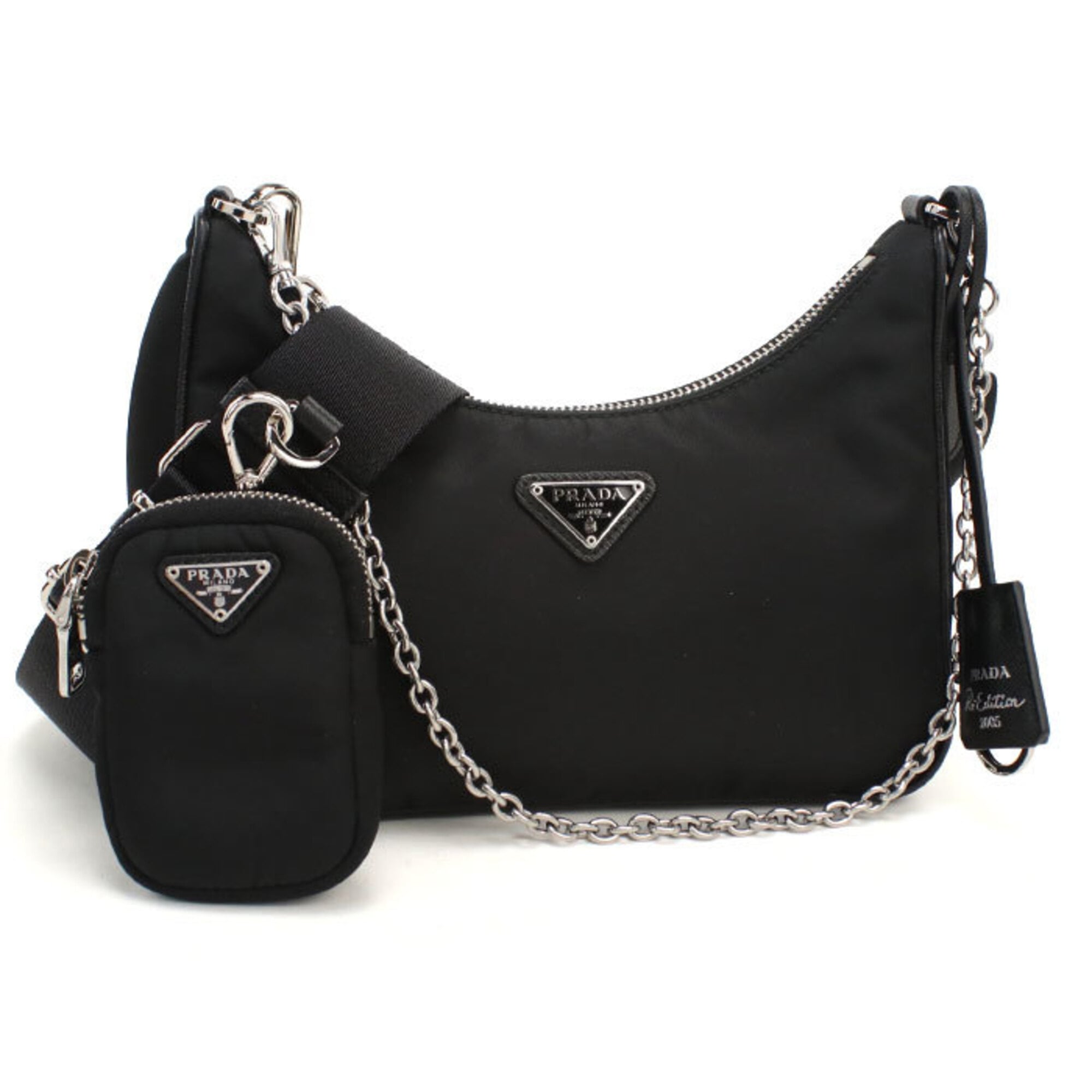 Prada Black Nylon Pouch Shoulder Bag (Pre-Owned)