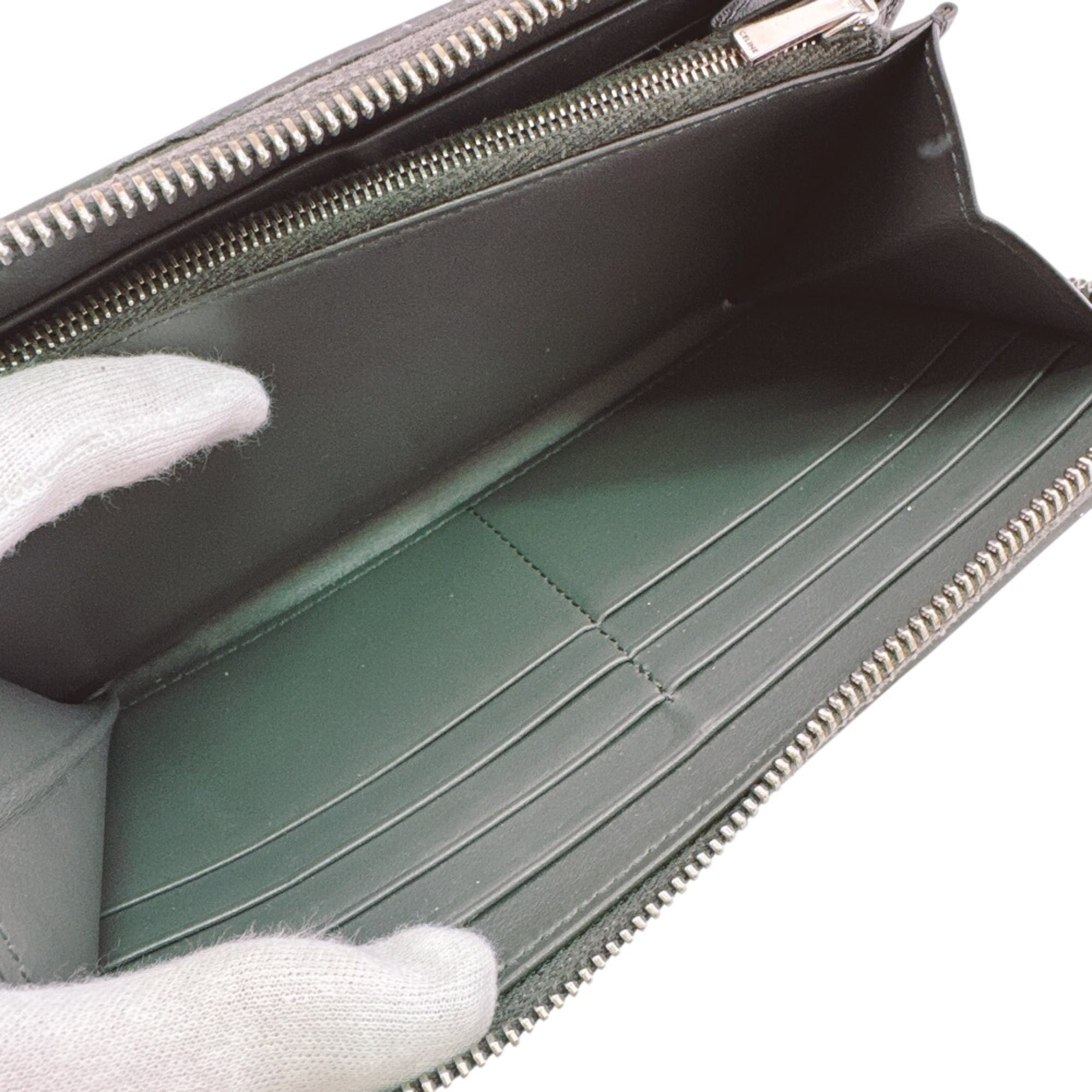 Celine Gray Leather Long Wallet (Bi-Fold) (Pre-Owned)