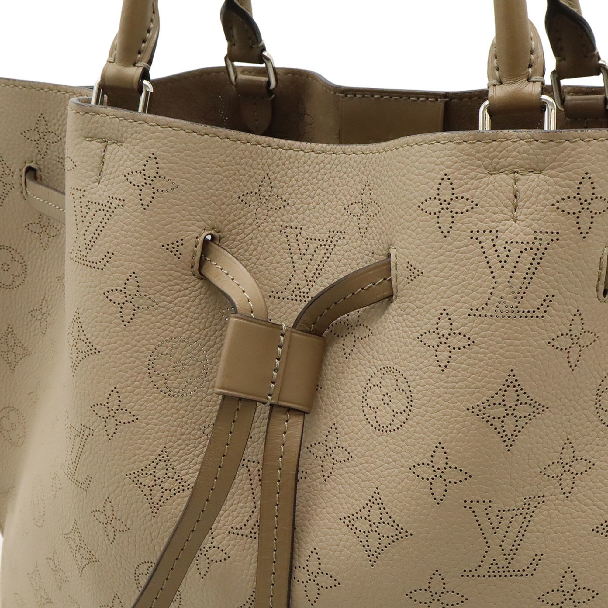 Louis Vuitton Galle Grayish Mahina Leather Handbag Shoulder Bag Tote Bag (Pre-Owned)