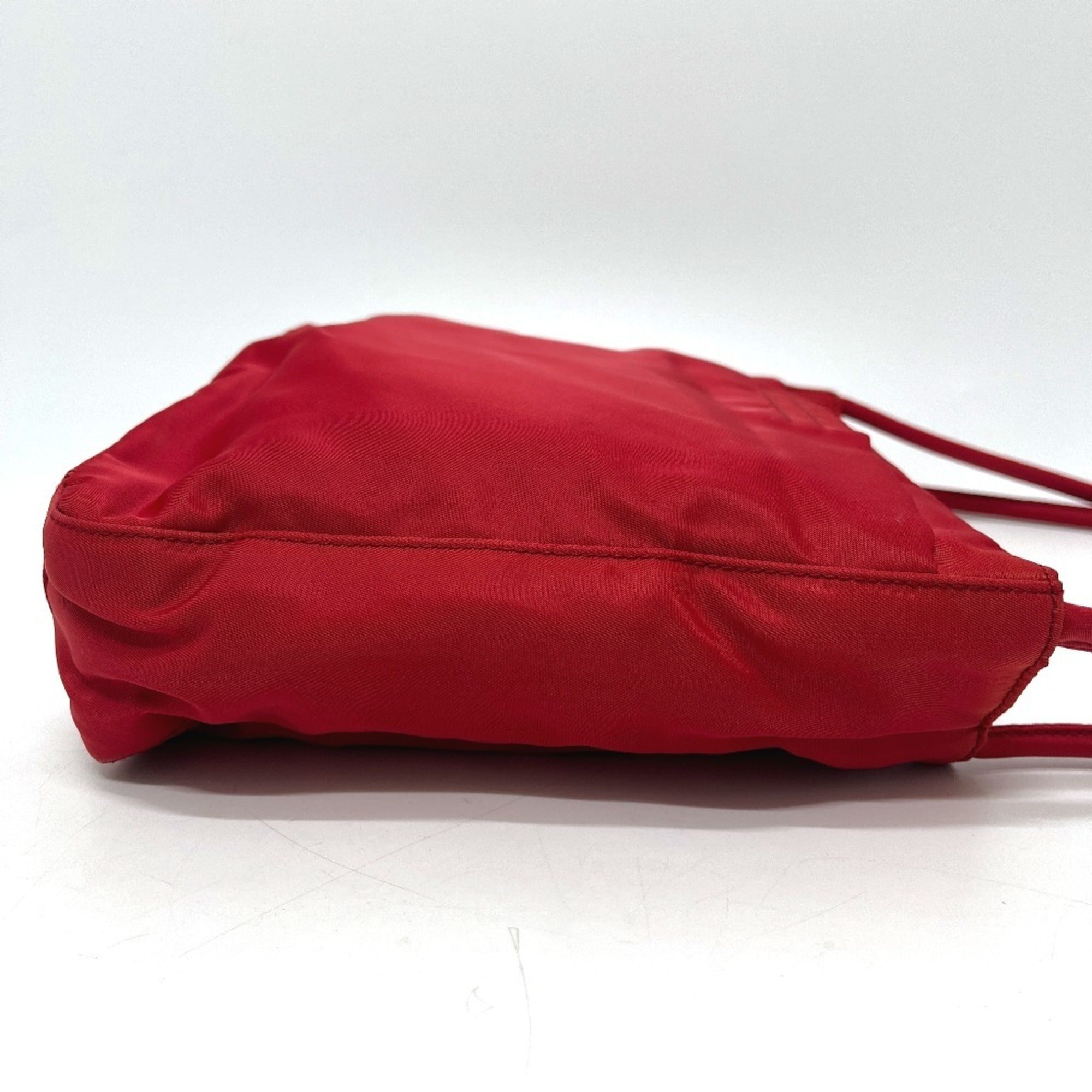 Prada Red Color Nylon Handbag Tote Bag (Pre-Owned)