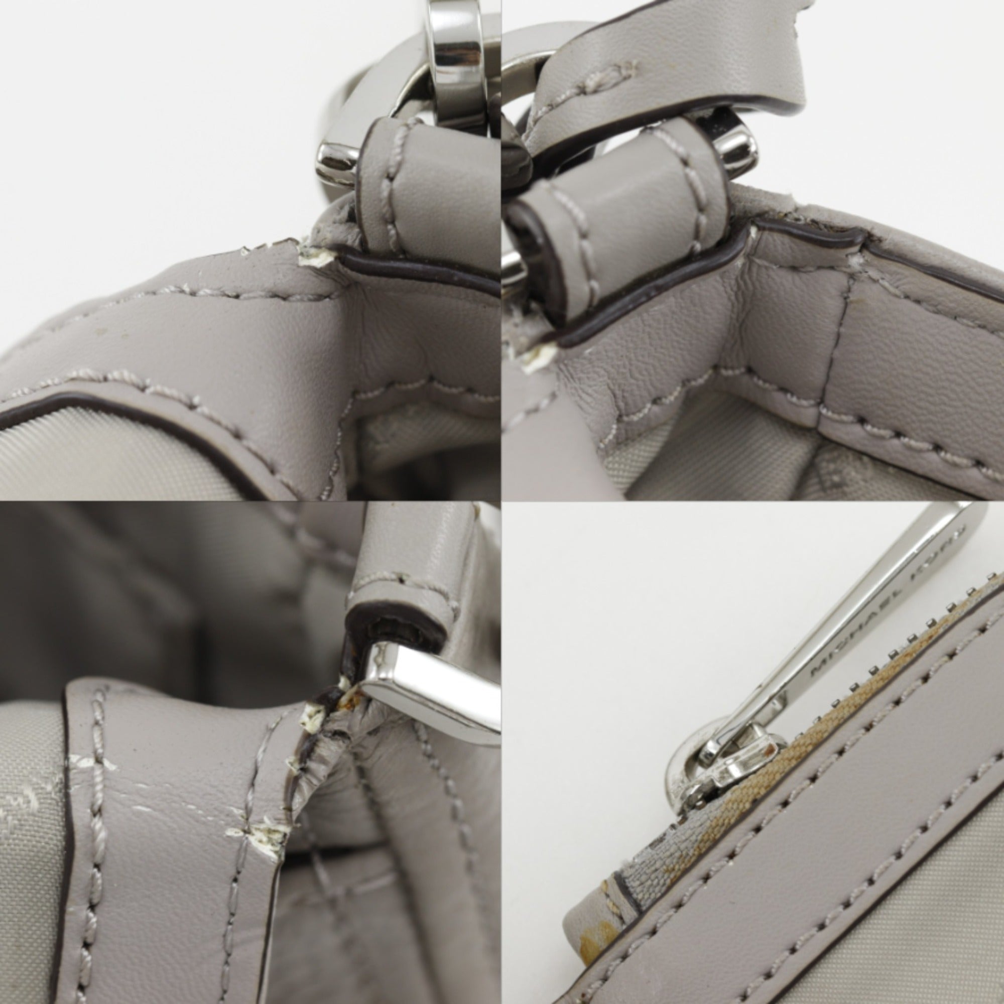 Michael Kors Gray Leather Shoulder Bag (Pre-Owned)