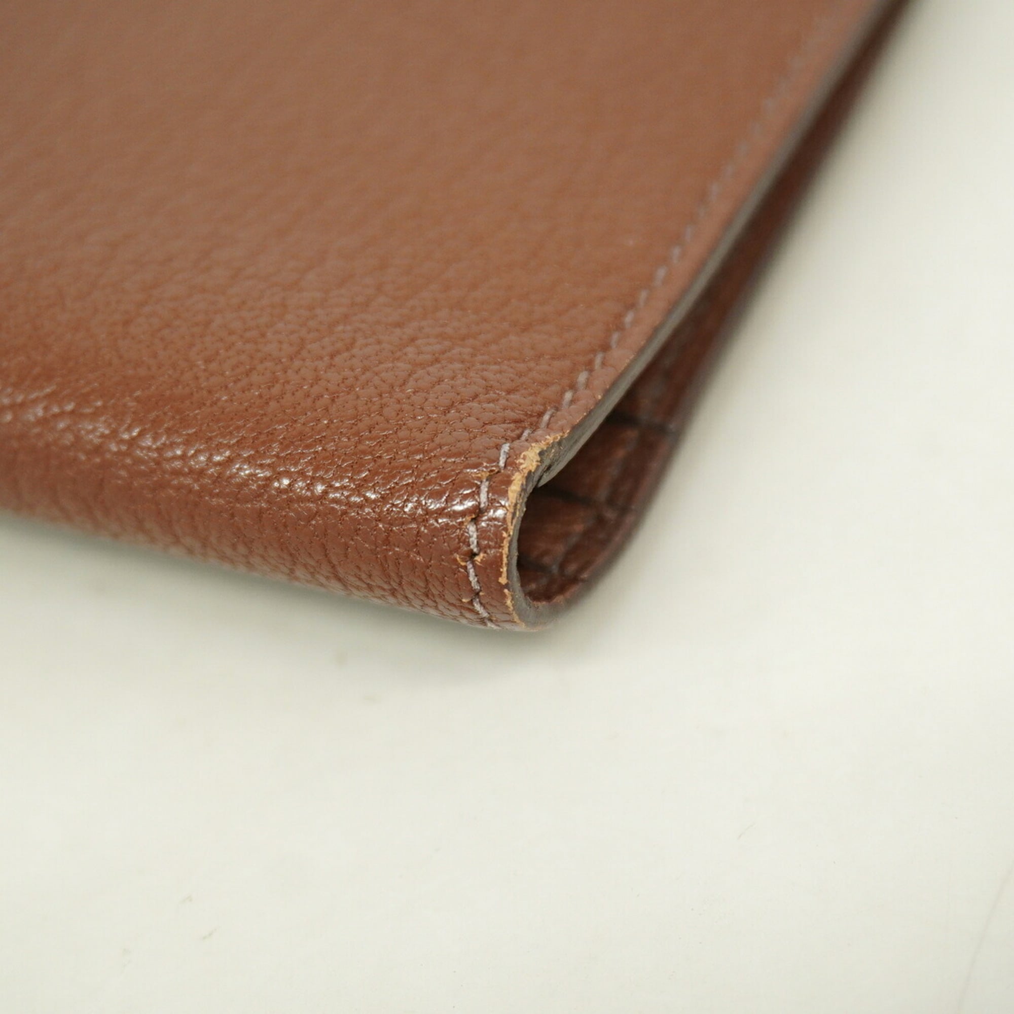 Hermes Marron Chevre Myzore Leather Long Wallet (Bi-Fold) (Pre-Owned)