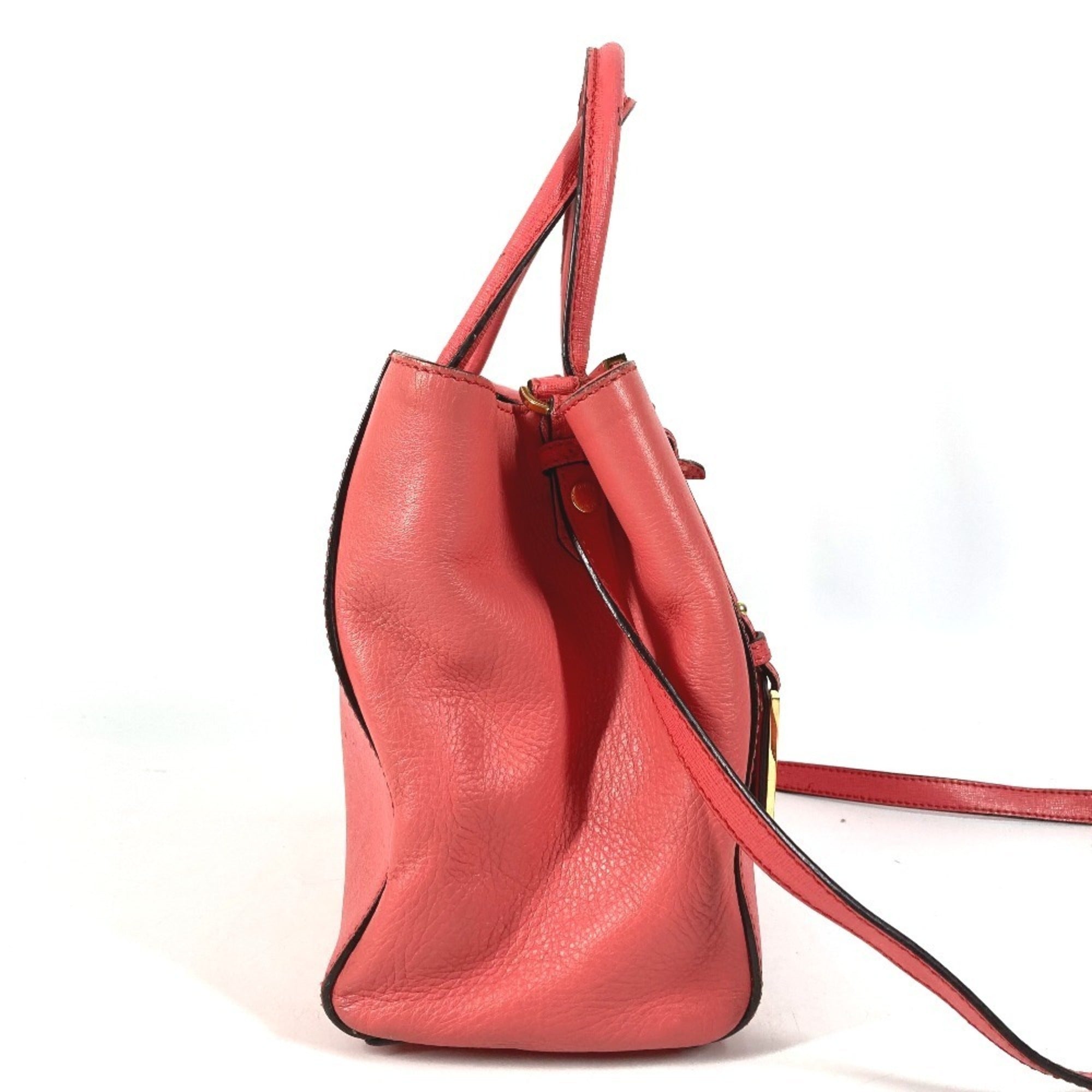 Fendi Pink Leather Handbag Shoulder Bag (Pre-Owned)
