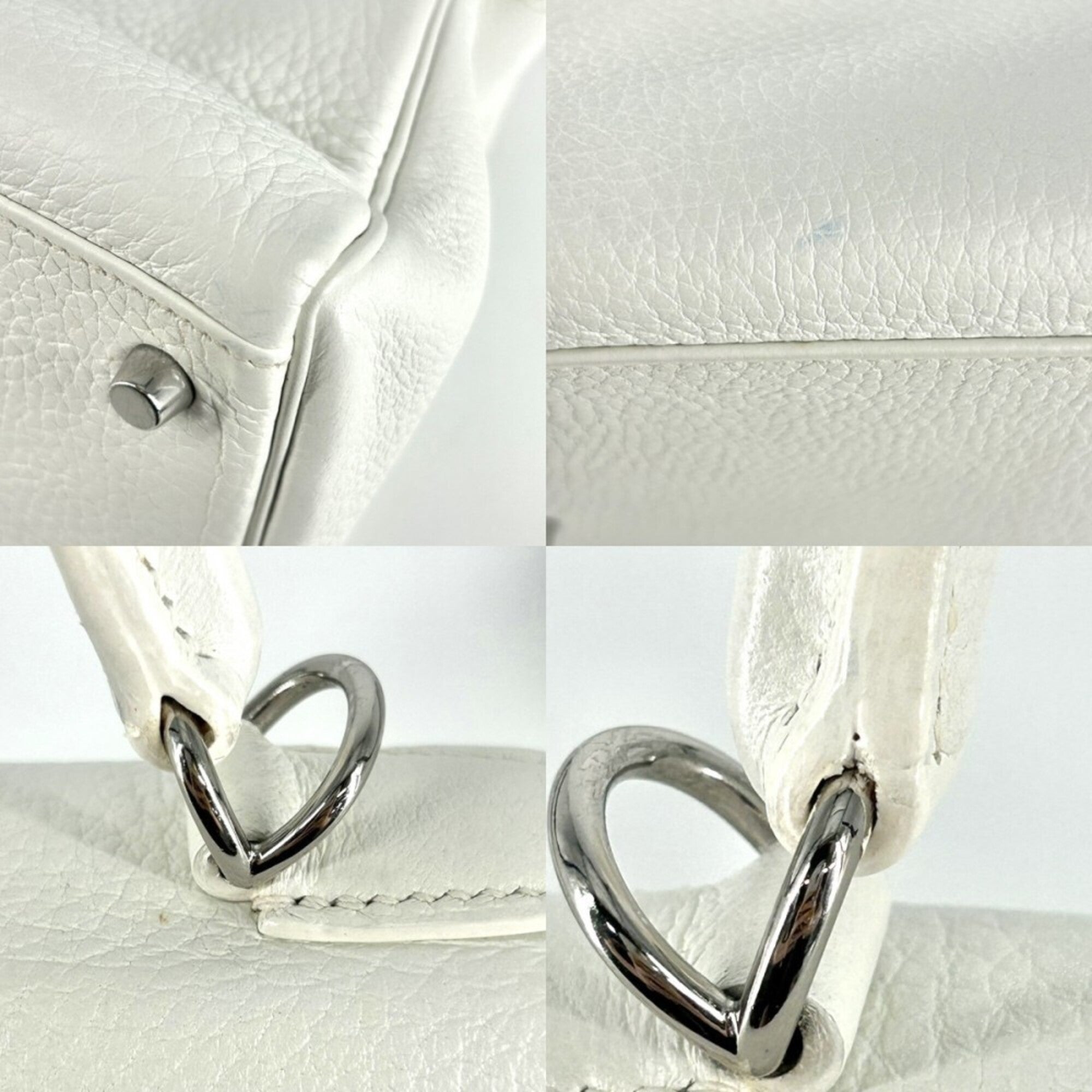 Hermes Kelly White Taurillon Clemence Leather Handbag Shoulder Bag (Pre-Owned)