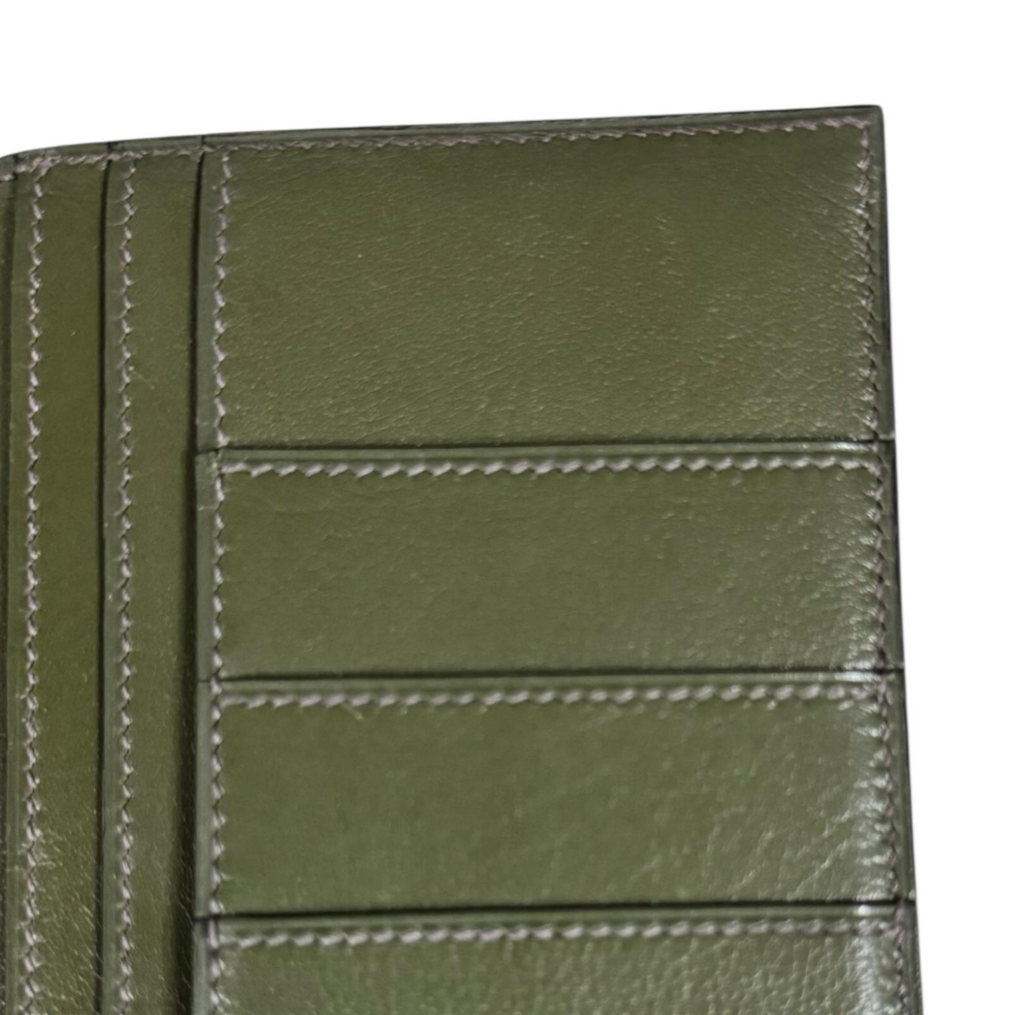 Hermes Green Leather Long Bill Wallet (Bi-Fold) (Pre-Owned)