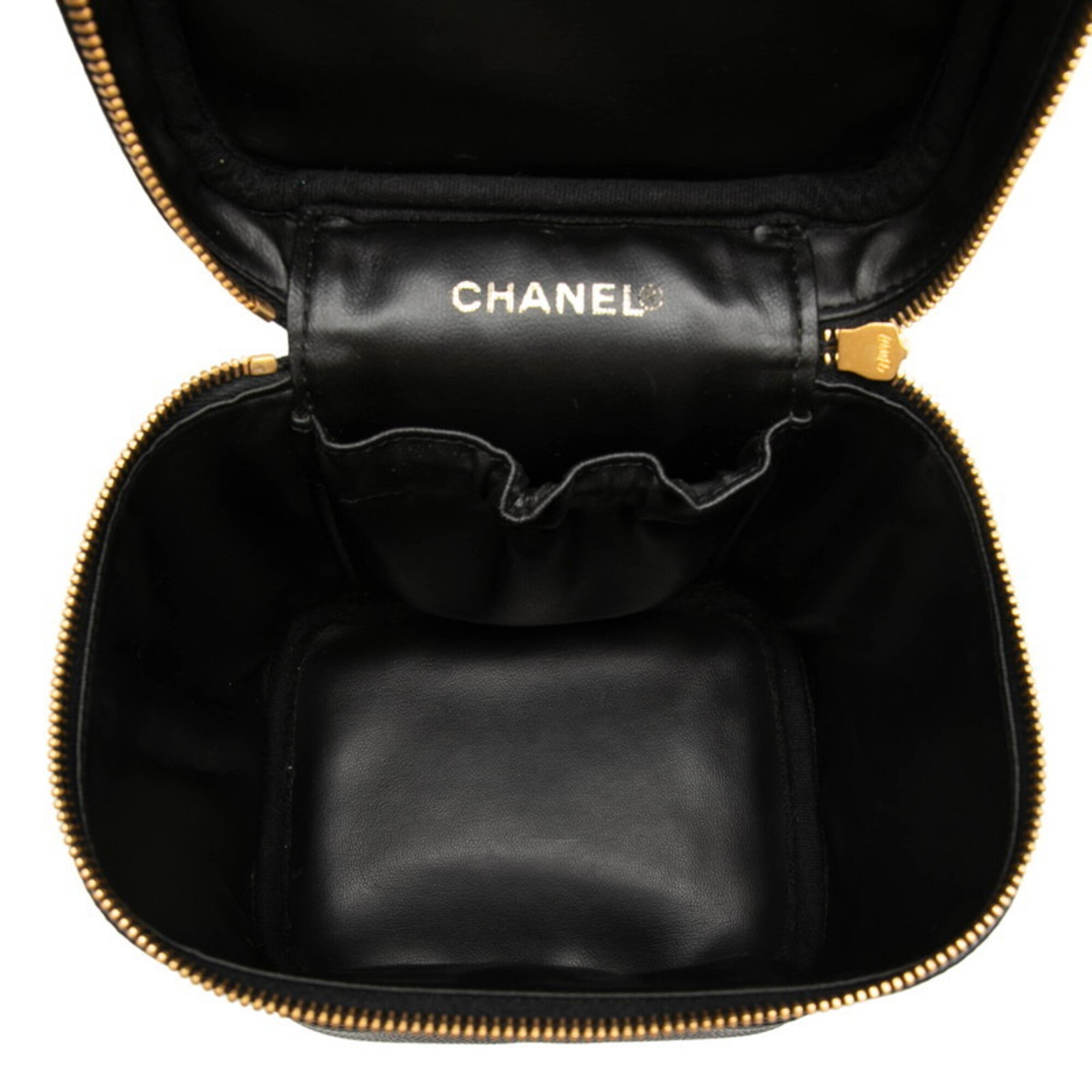 Chanel Black Grained Calfskin Handbag Vanity Bag (Pre-Owned)