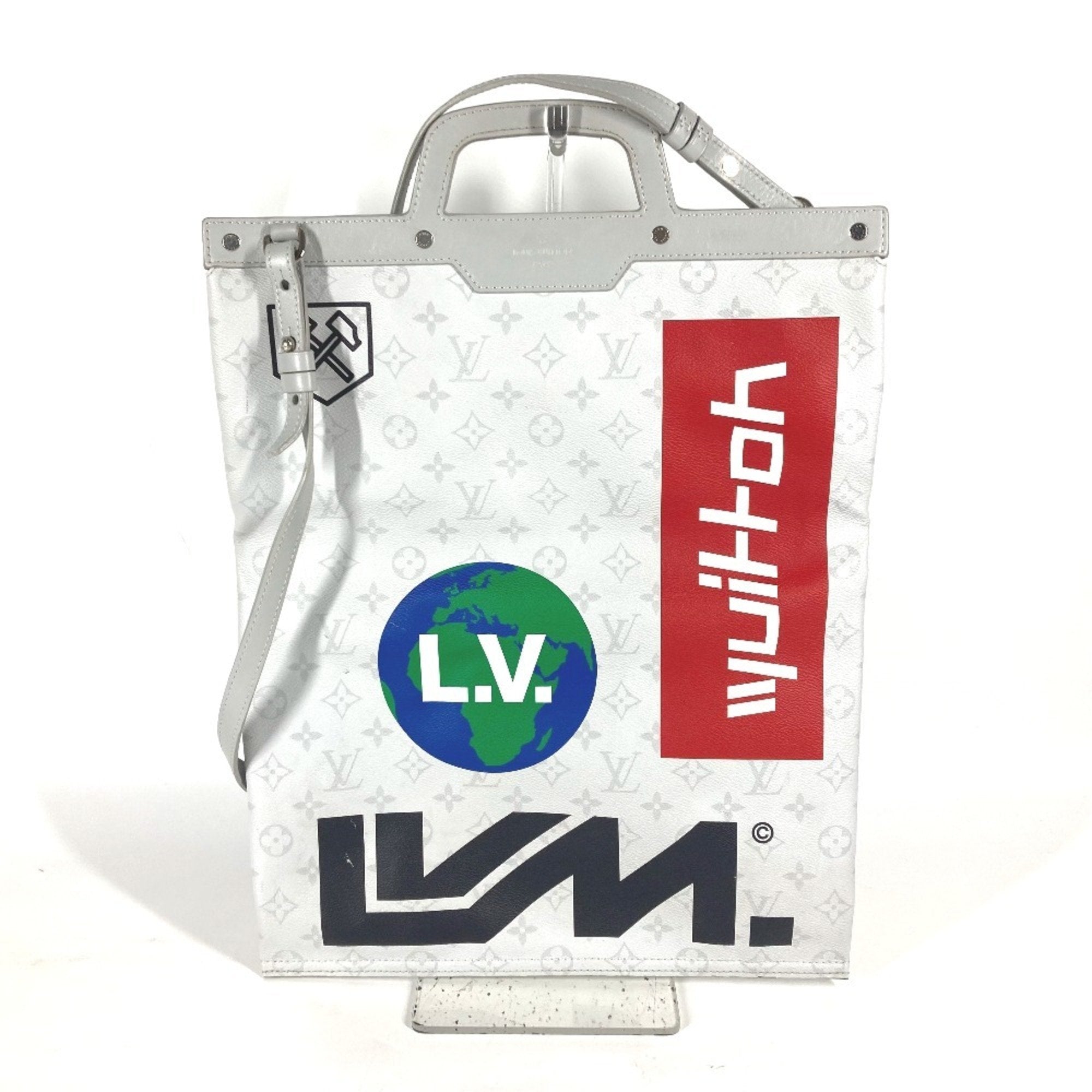 Louis Vuitton White Monogram Shoulder Bag Tote Bag (Pre-Owned)