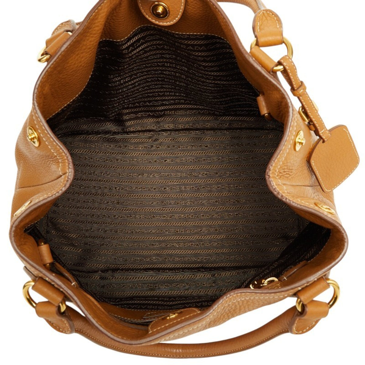 Prada Camel Leather Shoulder Bag Tote Bag (Pre-Owned)