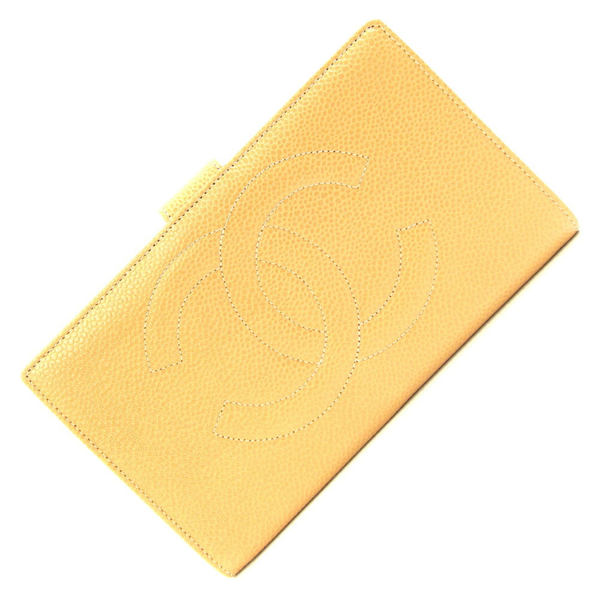 Chanel Beige Camel Grained Calfskin Long Wallet (Bi-Fold) (Pre-Owned)