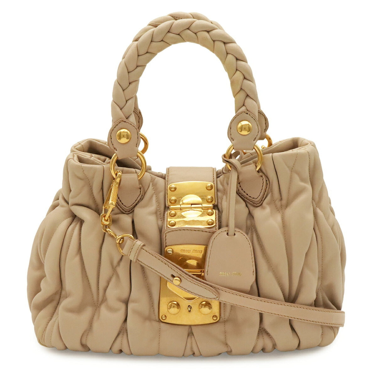 Miu Miu Matelasse Pink Beige Leather Handbag Shoulder Bag (Pre-Owned)