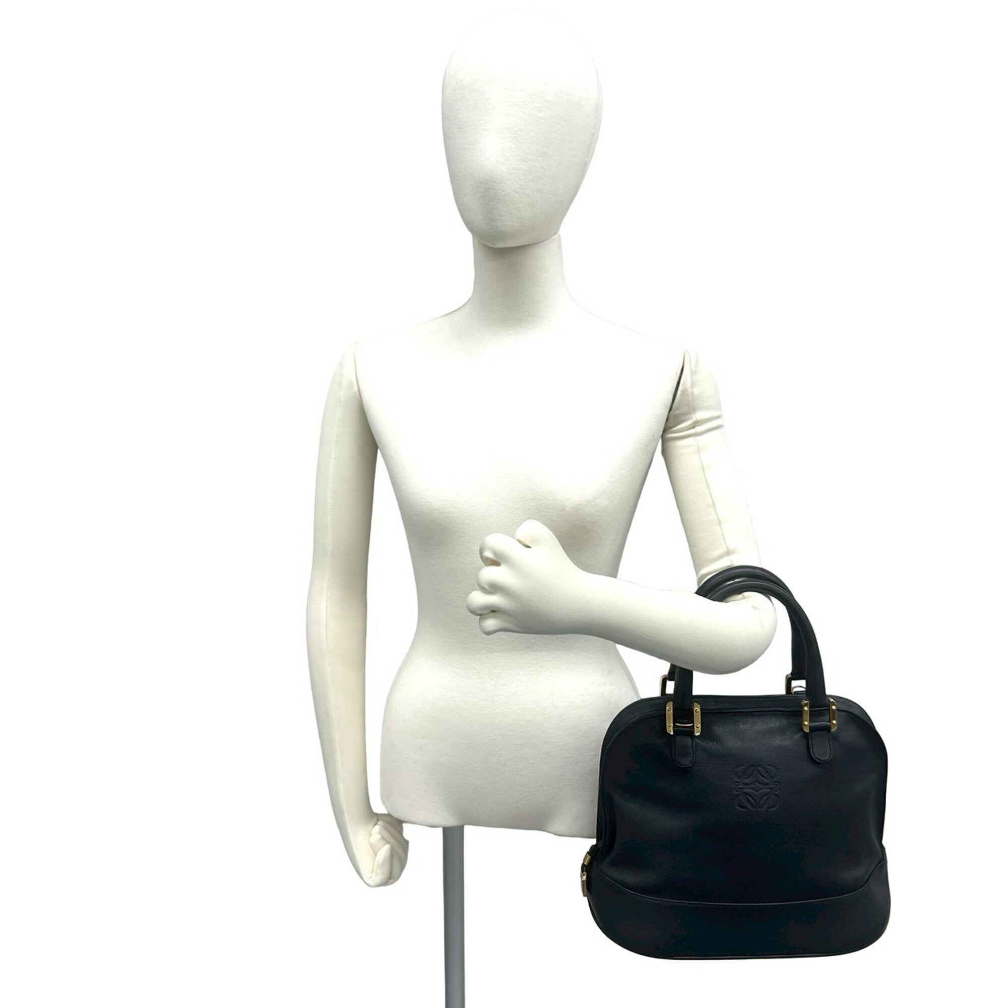 Loewe Black Leather Boston Bag Handbag Tote Bag (Pre-Owned)