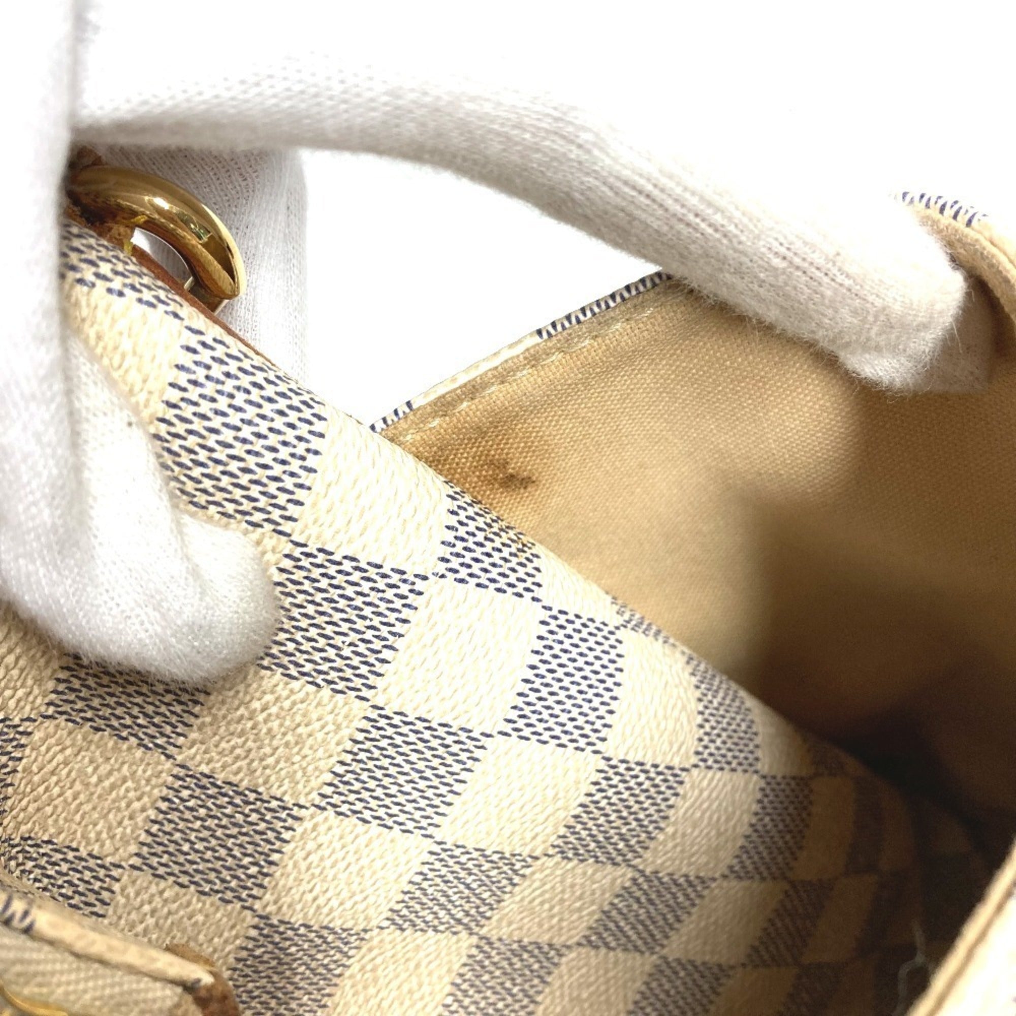 Louis Vuitton Galle White Yellow Damier Azur Shoulder Bag Tote Bag (Pre-Owned)