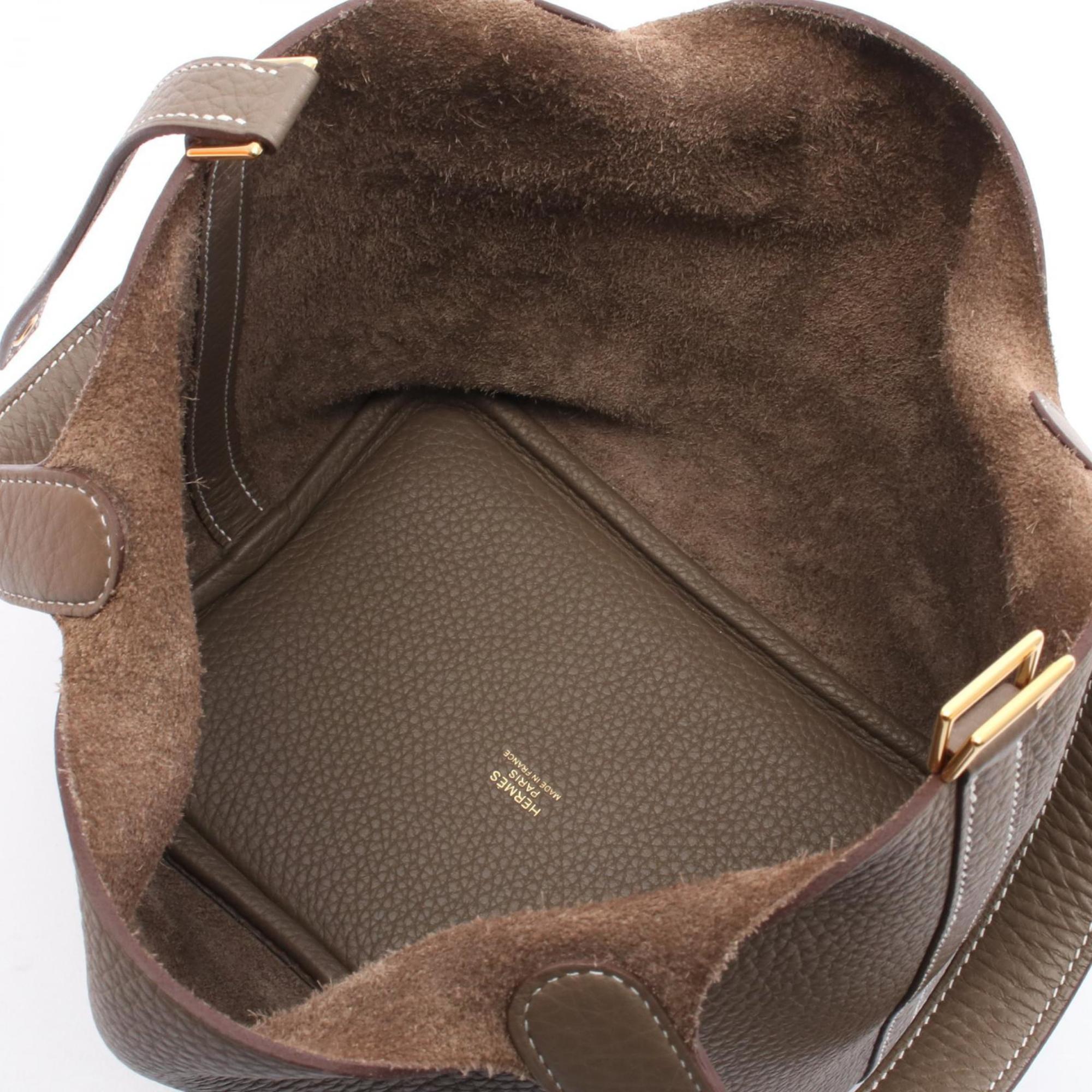 Hermes Etoupe Gray Gray Taurillon Clemence Leather Handbag (Pre-Owned)