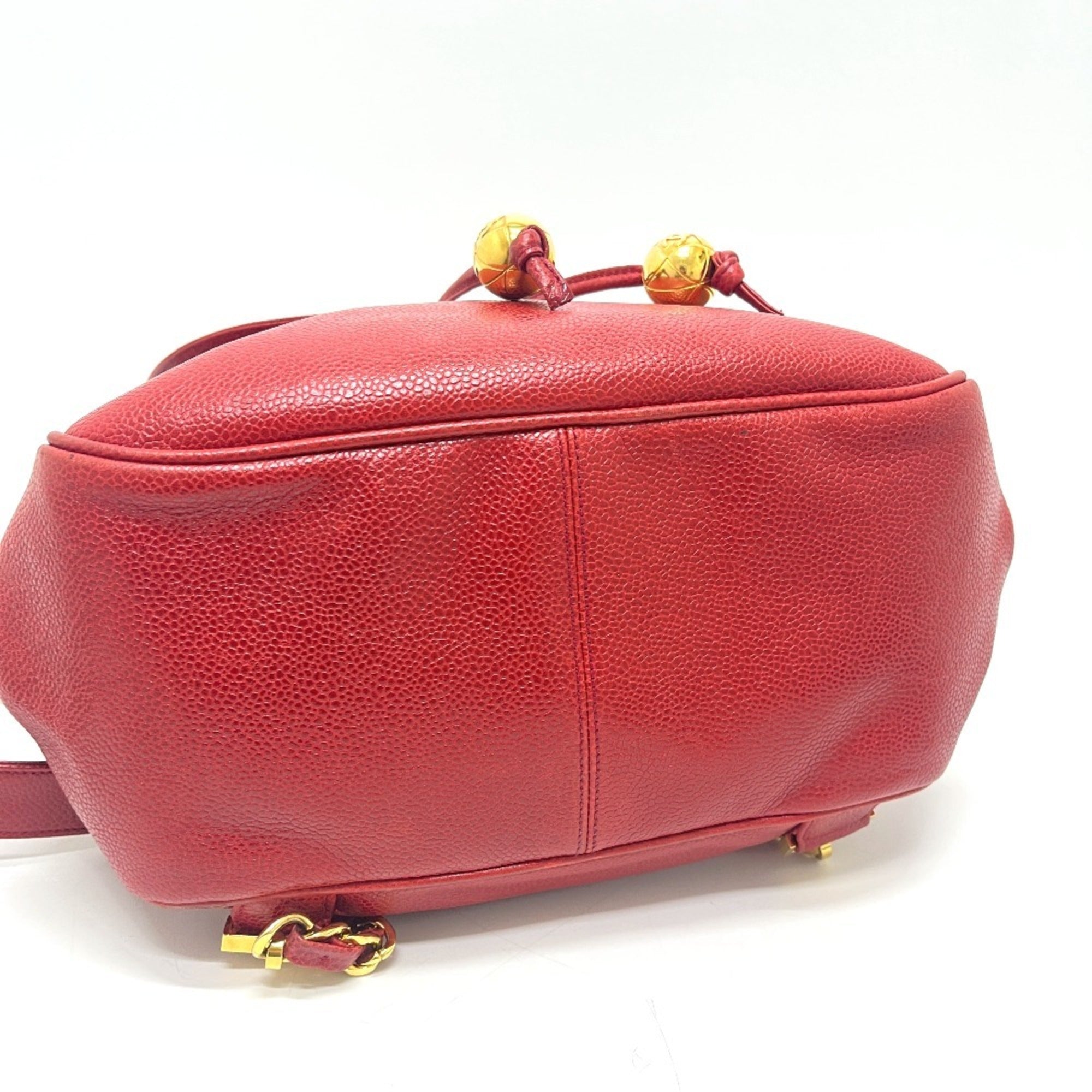 Chanel Red Color Grained Calfskin Backpack (Pre-Owned)