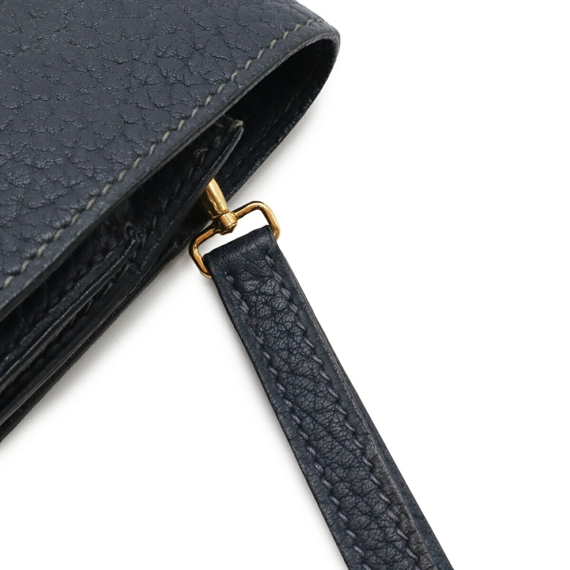 Hermes Navy Fjord Leather Clutch Bag Handbag Pochette (Pre-Owned)