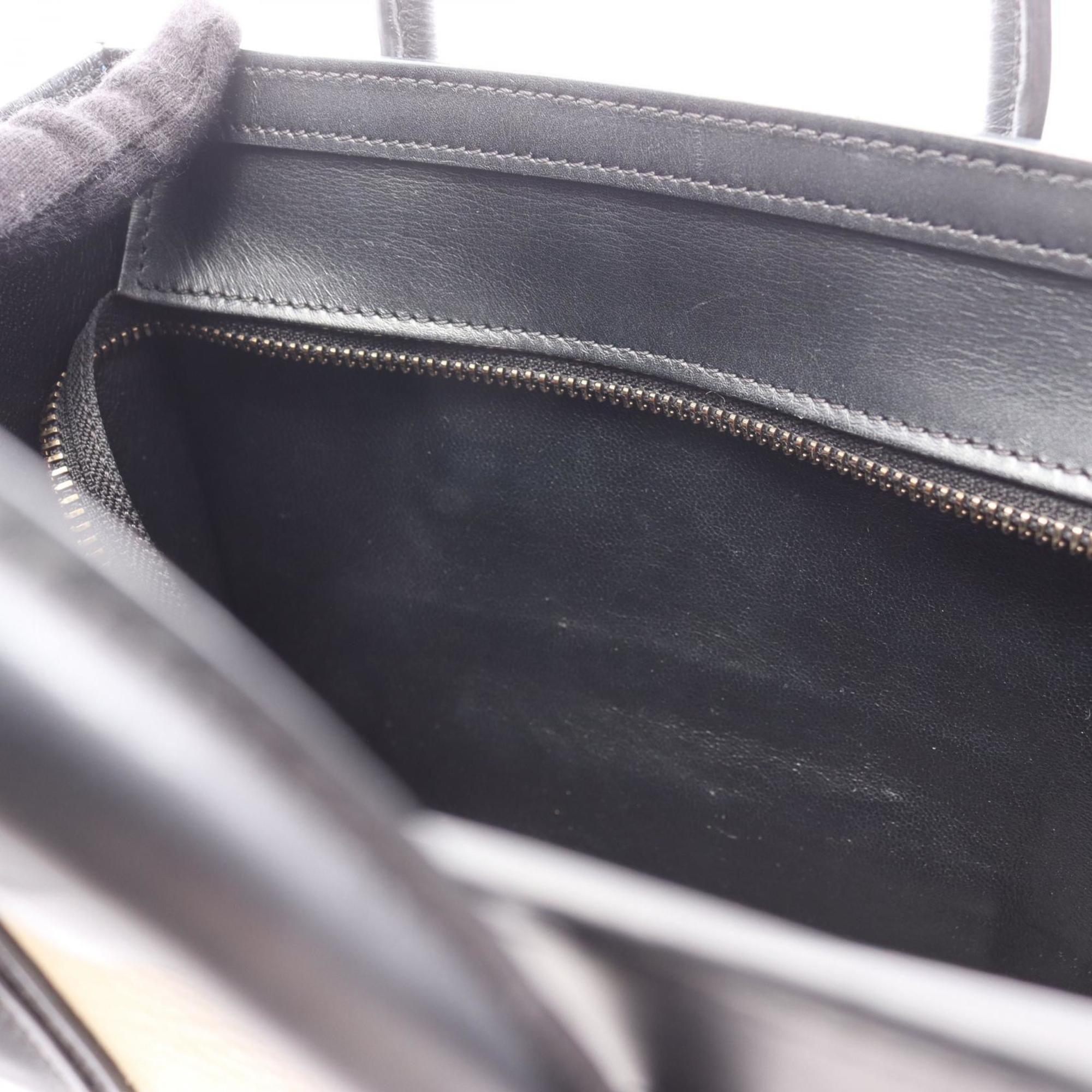 Celine Beige Black Blue Leather Handbag (Pre-Owned)