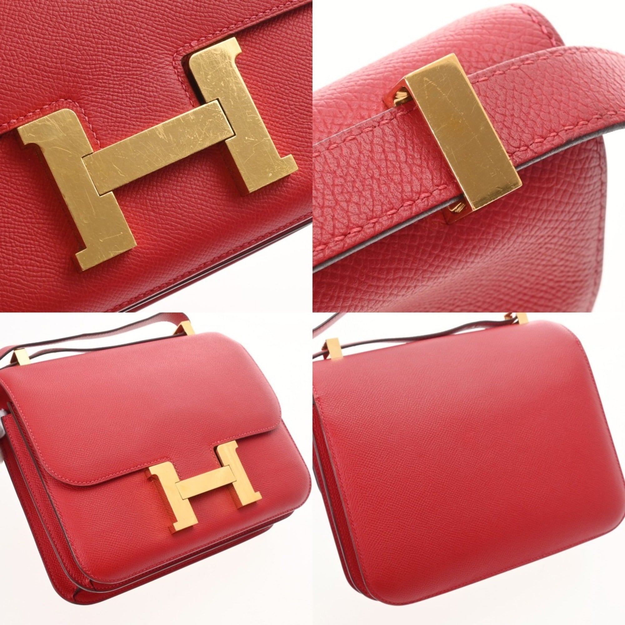 Hermes Constance Rouge Casaque Epsom Leather Shoulder Bag (Pre-Owned)