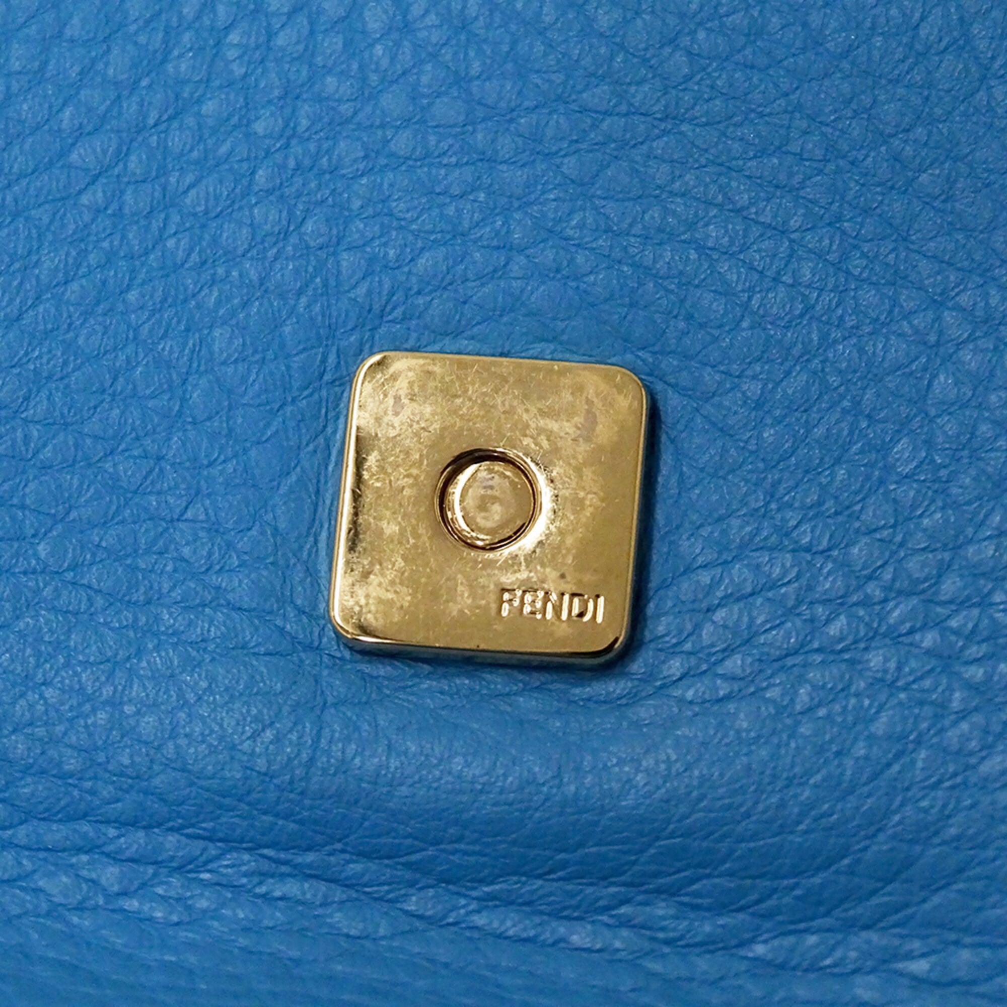 Fendi Light Blue Leather Handbag Shoulder Bag (Pre-Owned)