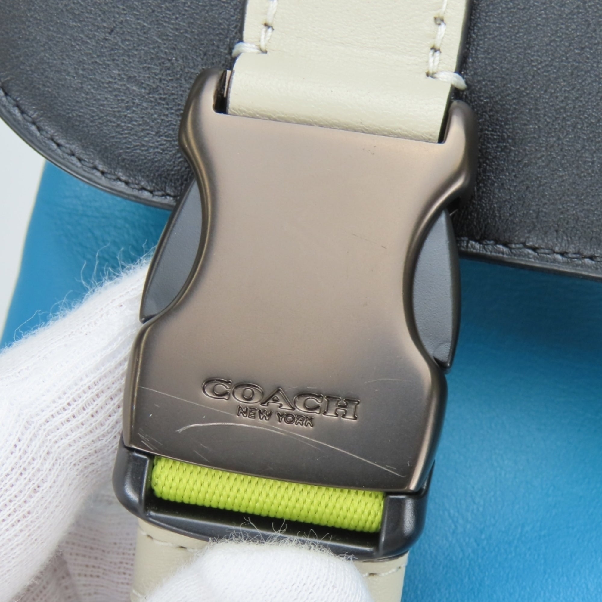 Coach Black Blue Leather Backpack (Pre-Owned)