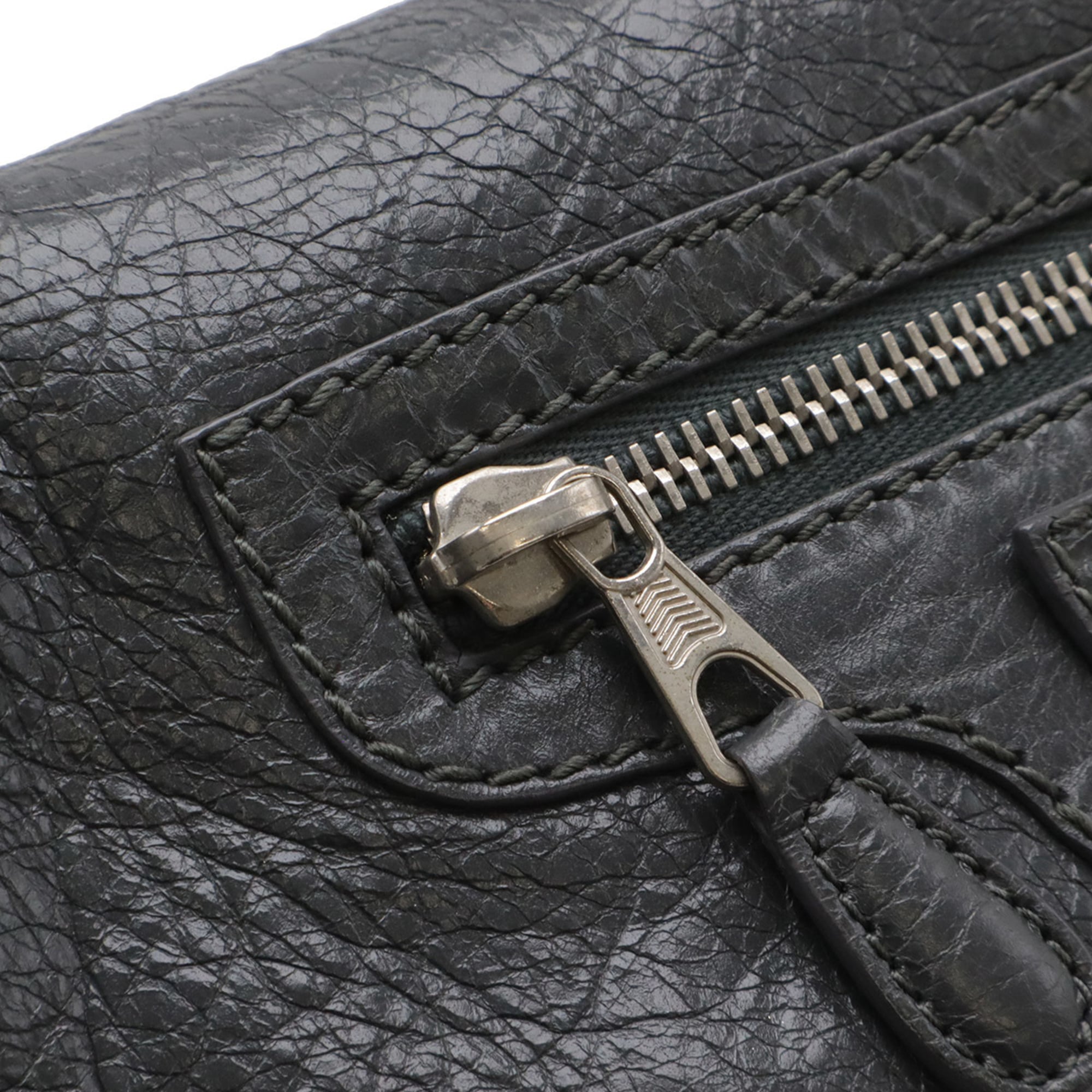 Balenciaga Giant Dark Gray Leather Clutch Bag Shoulder Bag (Pre-Owned)