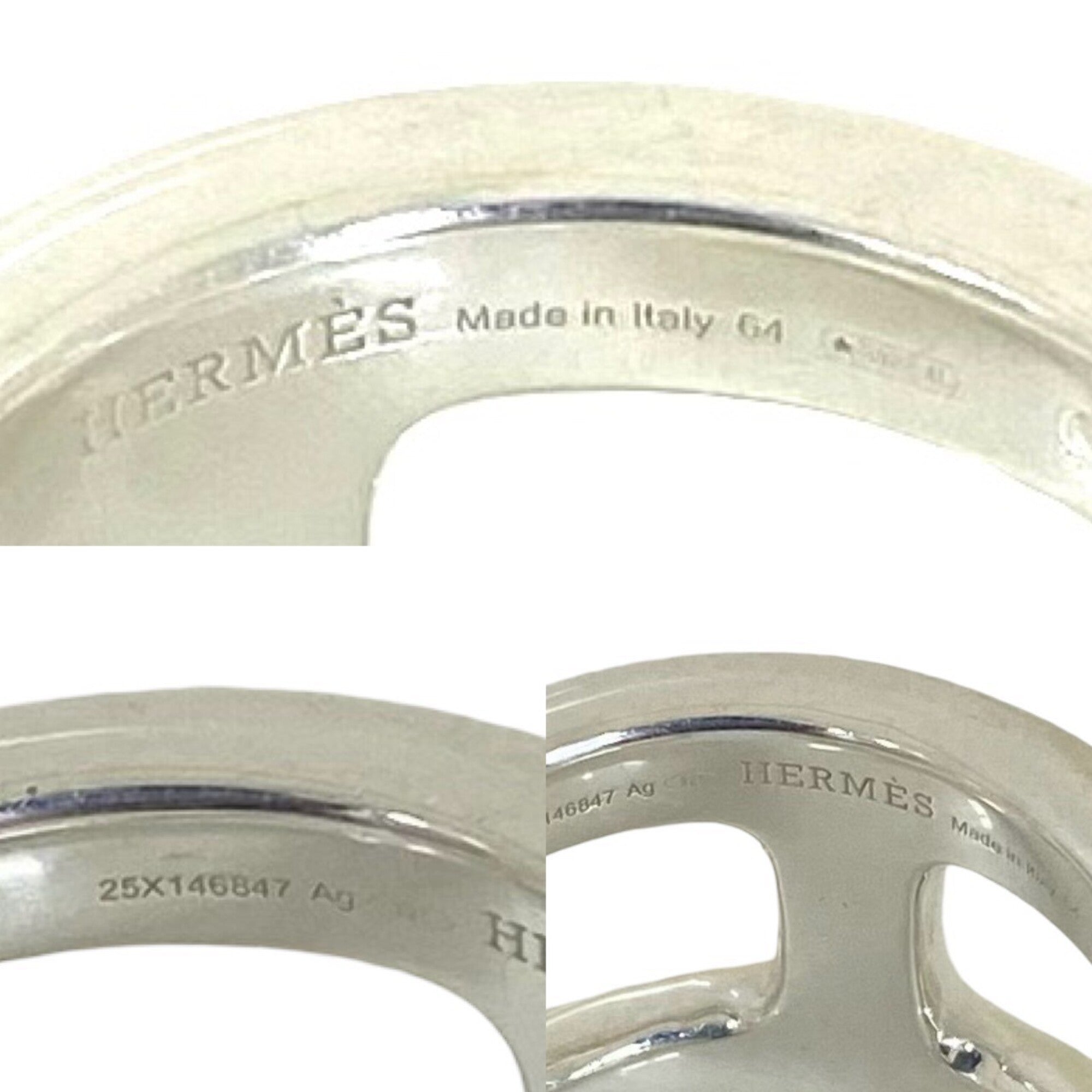 Hermes Silver Silver 925 Band Ring (Pre-Owned)