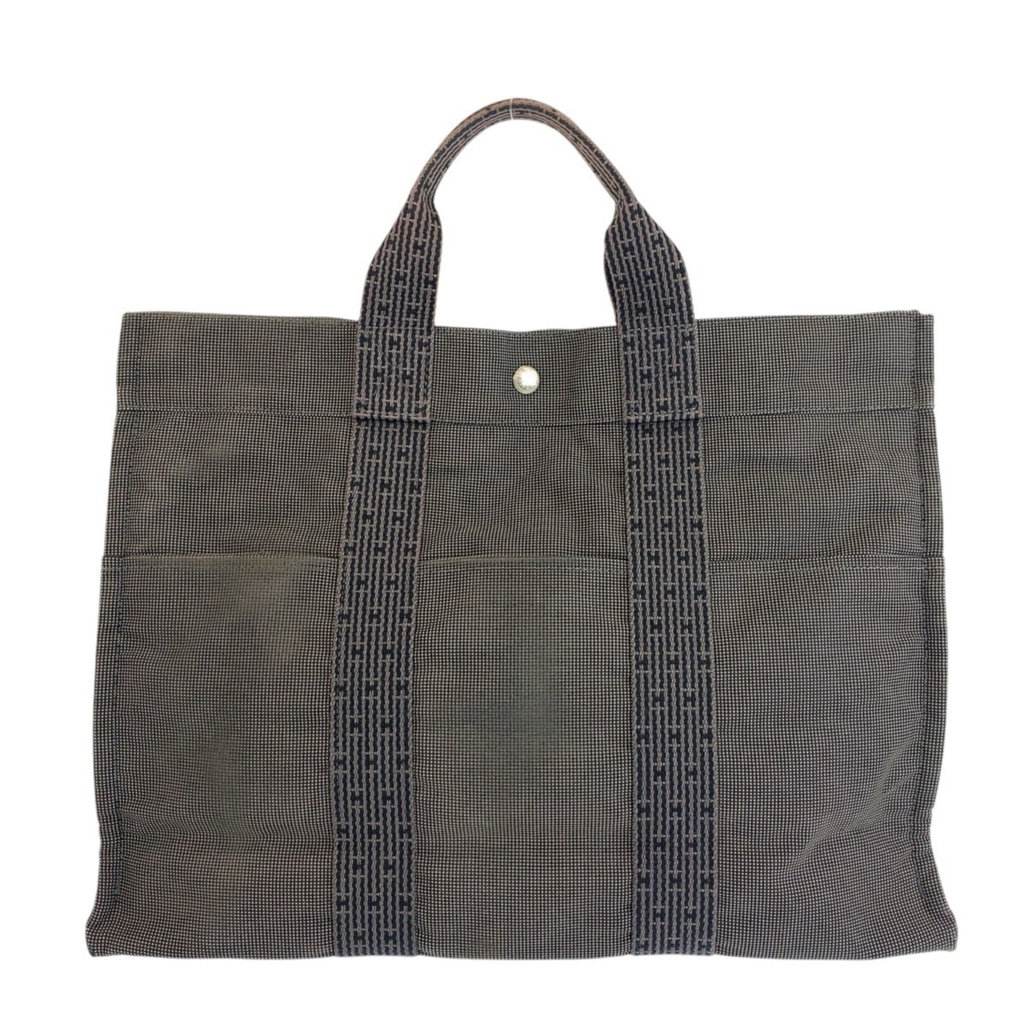 Hermes Gray Polyamide Handbag Tote Bag (Pre-Owned)