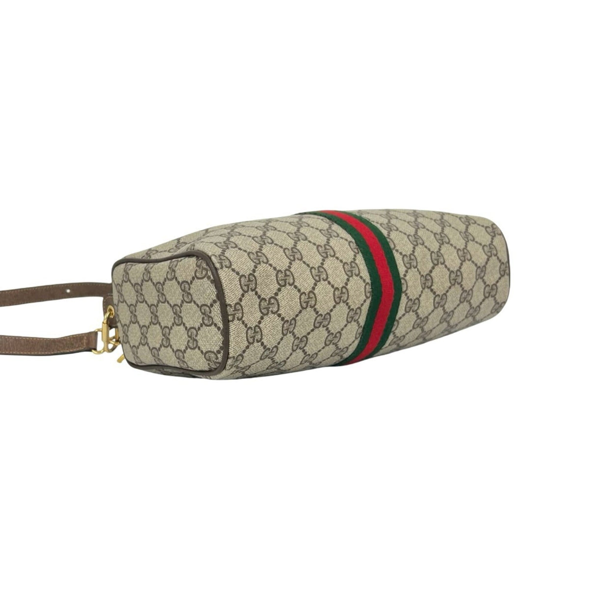 Gucci Brown Green Red Color Leather Pvc Pochette Shoulder Bag (Pre-Owned)