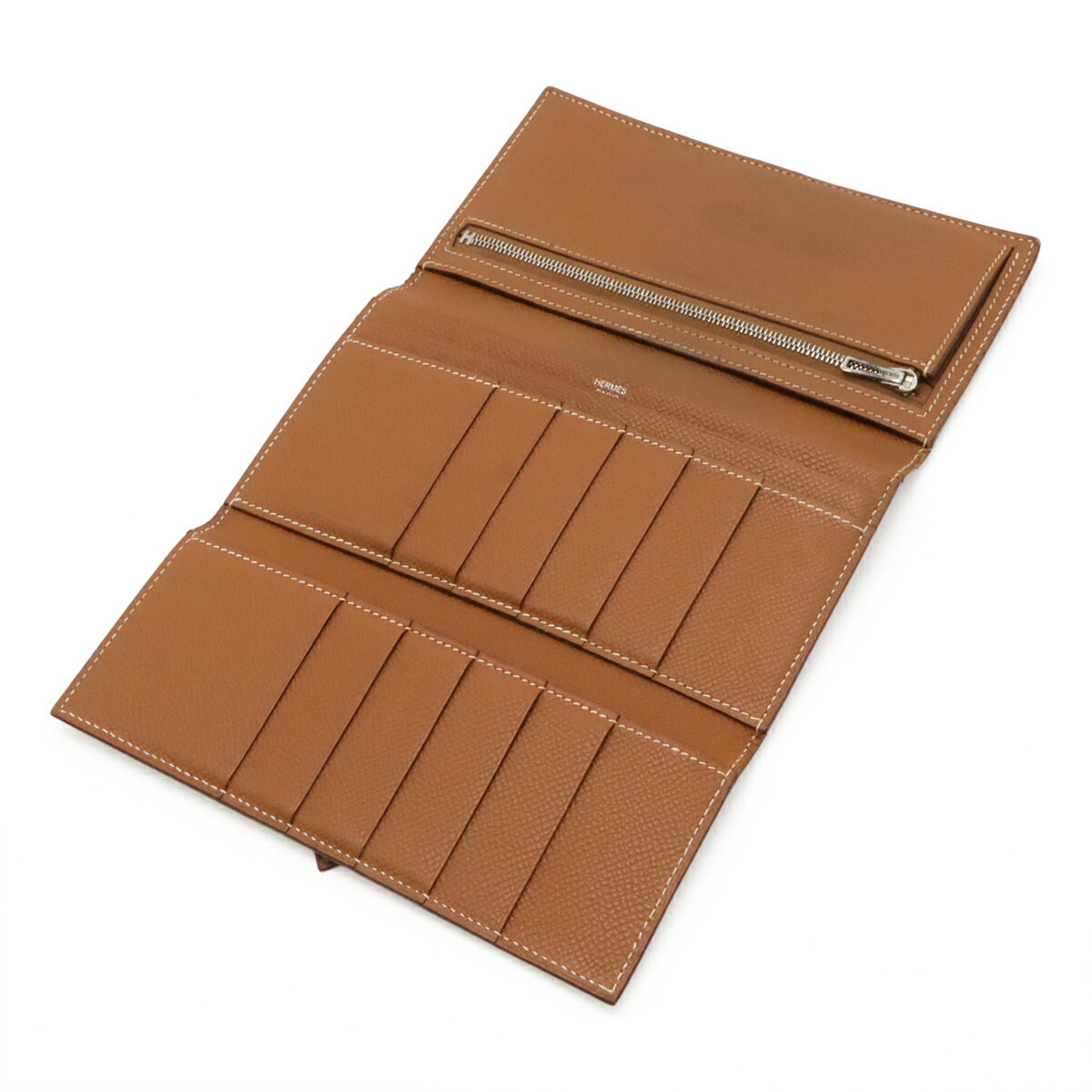 Hermes Brown Camel Epsom Leather Long Wallet (Tri-Fold) (Pre-Owned)