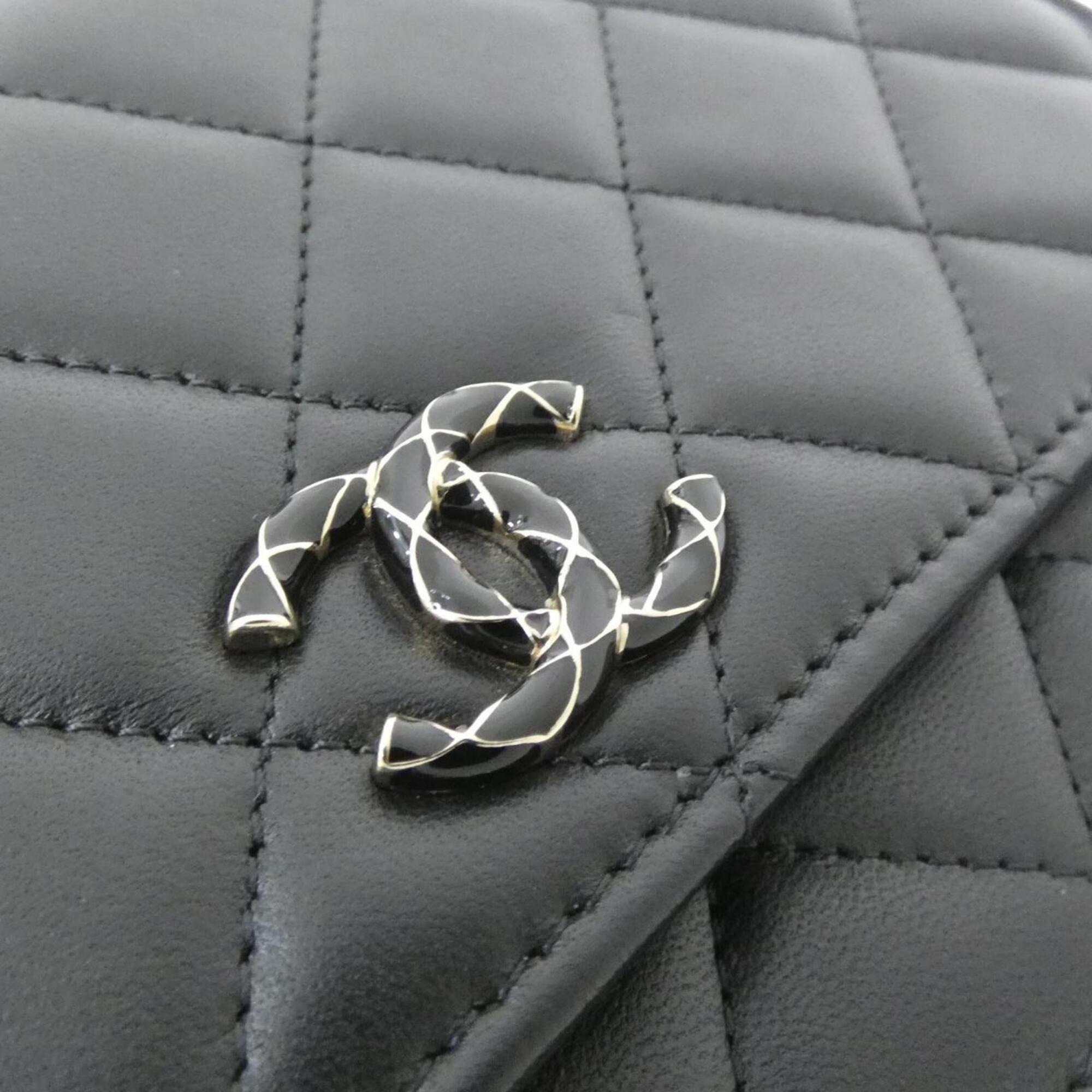 Chanel Black Leather Chain/Shoulder Wallet (Pre-Owned)