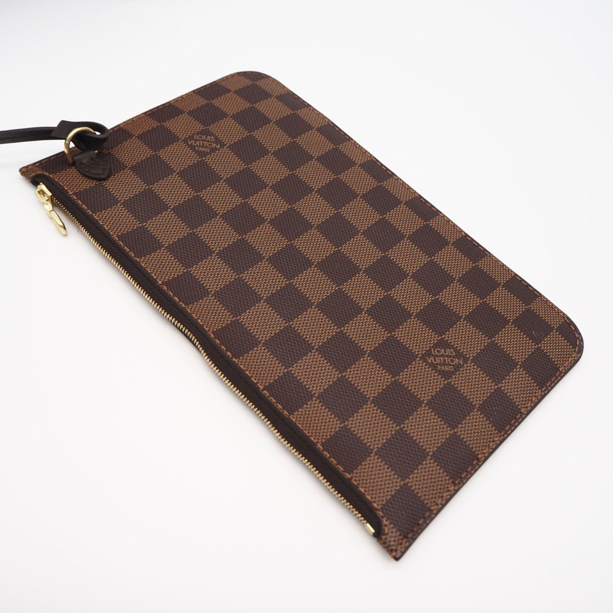 Louis Vuitton Beige Brown Coated Canvas Leather Handbag Pouch (Pre-Owned)