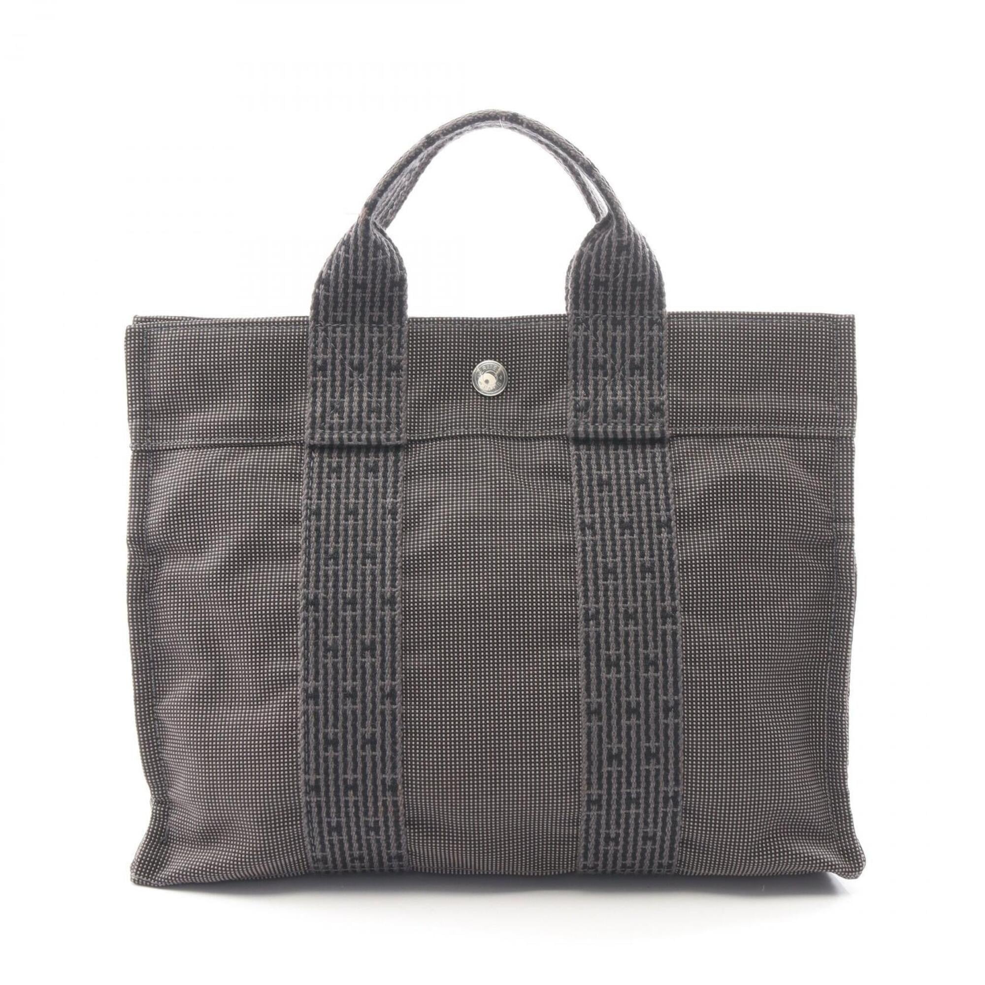 Hermes Gray Nylon Canvas Handbag Tote Bag (Pre-Owned)