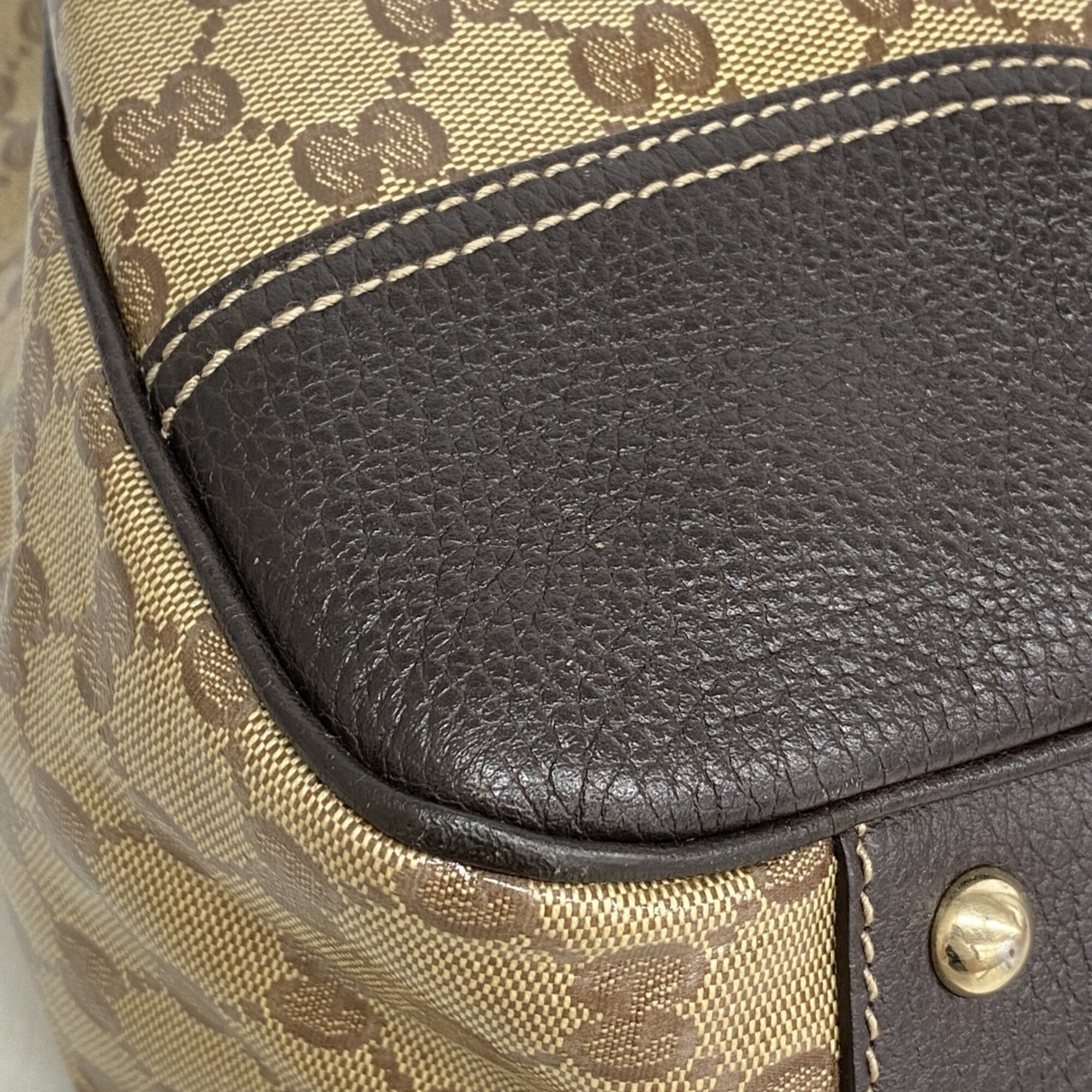 Gucci Beige Brown Coated Canvas Tote Bag (Pre-Owned)